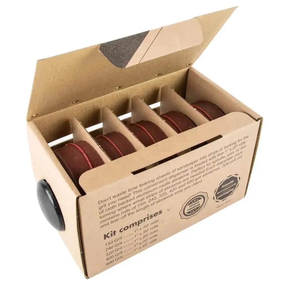 Sanding Strip Kit With Dispenser, 5 Grit Range 150 240 320 400 600 Rolls For Woodturners, Furniture Repair, Woodworking, Metalworking, And Automotive Body Work - Image 5