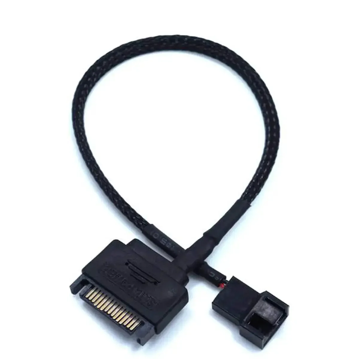 SATA To 3 Pin Or 4 Pin PWM PC Case Fan Power Adapter Cable With 15 Pin SATA Connector Converts 12V Fans To 3 Pin And 4 Pin PWM Ten Point Six Inch Black Sleeved Backwards Compatible
