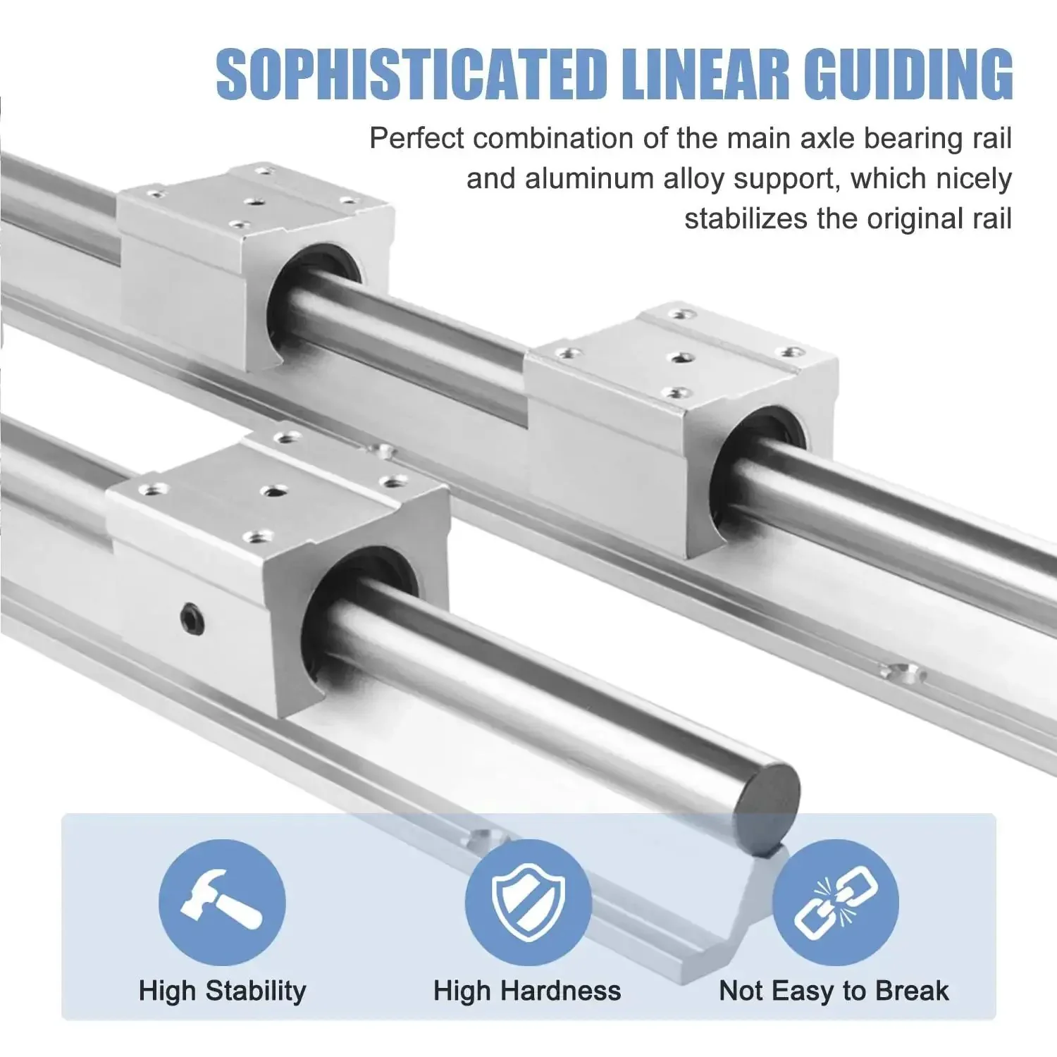 SBR16 1000mm Linear Rail Guide With Four SBR16UU Bearing Blocks, Fully Supported Linear Slide Kit For DIY CNC Machines X Y Z Actuators, High Precision, Easy Install, Built Tough CNC Parts Set - Image 5