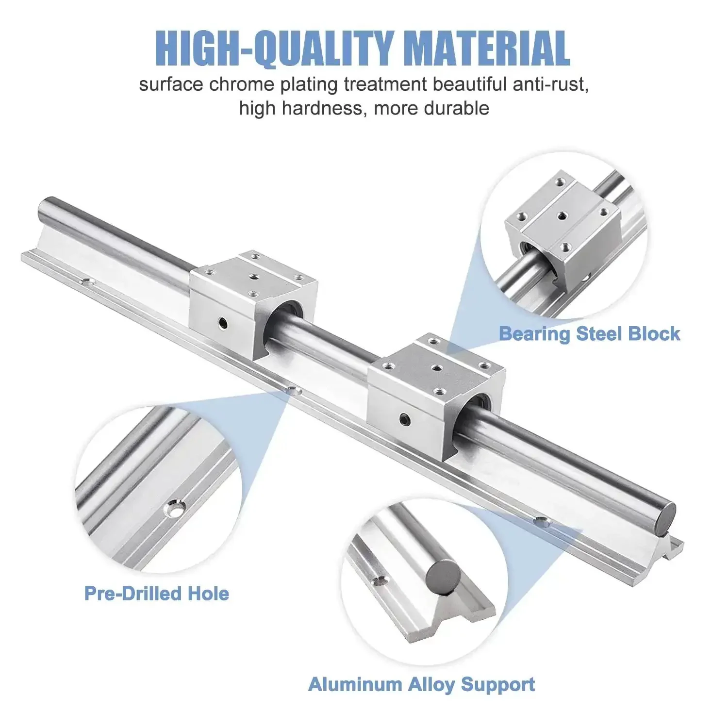 SBR16 1000mm Linear Rail Guide With Four SBR16UU Bearing Blocks, Fully Supported Linear Slide Kit For DIY CNC Machines X Y Z Actuators, High Precision, Easy Install, Built Tough CNC Parts Set - Image 7