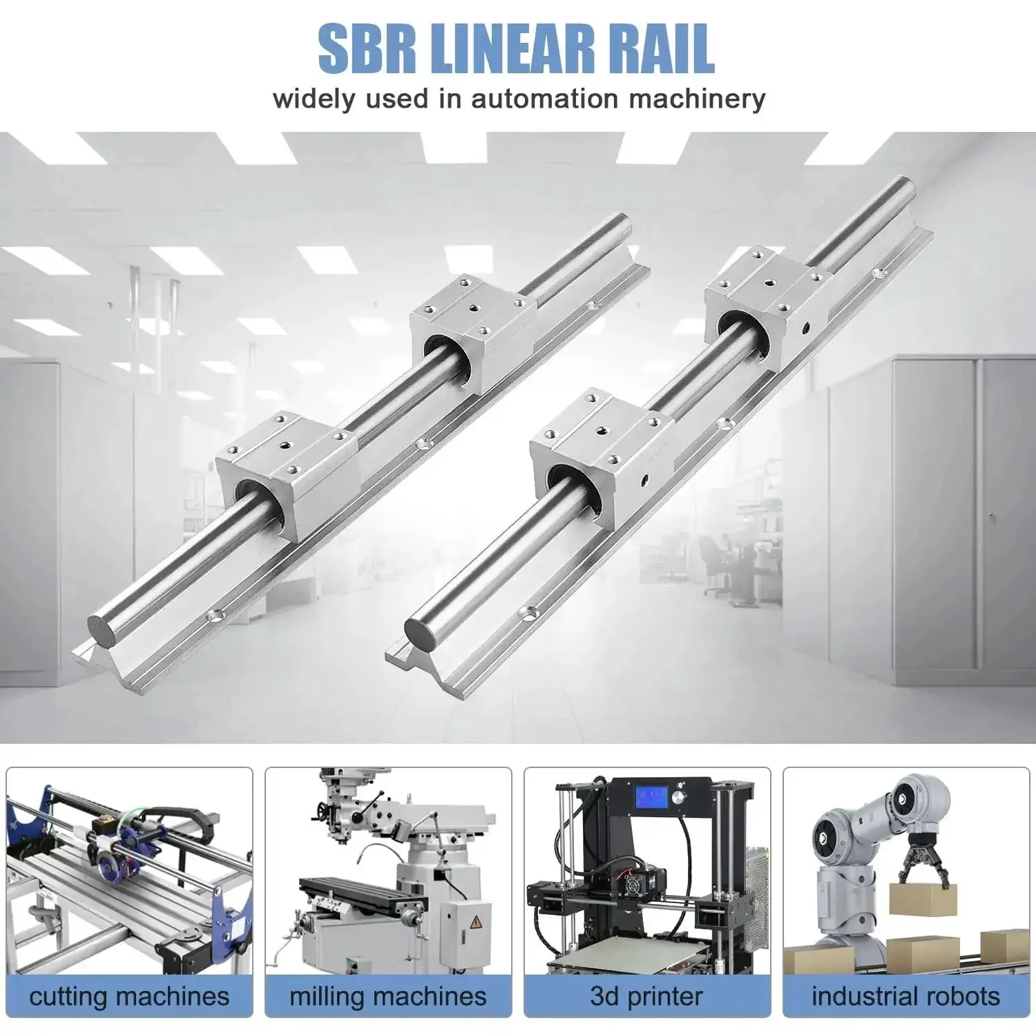 SBR20 Linear Rail Kit 3000mm With Four 1500mm Rails Eight SBR20UU Blocks Four Dowel Pins Adjustment Handles And Mounting Screws For DIY CNC Routers Lathes Mills - Image 3