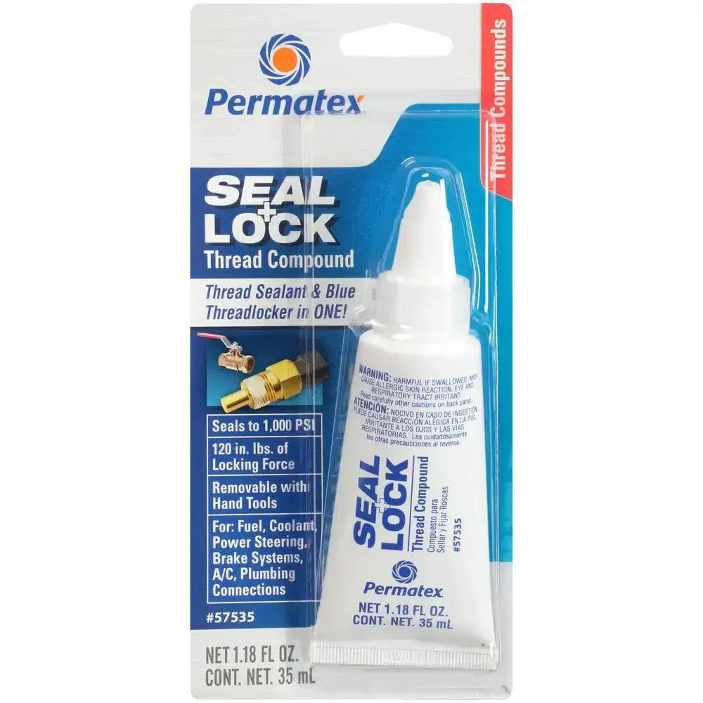 Seal And Lock Thread Compound For Bolts And Fasteners, Blue Thread Locker And Sealant In One To Keep Connections Tight And Leak Free, High Pressure Seal Up To 1000 PSI, Prevents Loosening And Corrosion, Removable With Hand Tools, 35 Ml