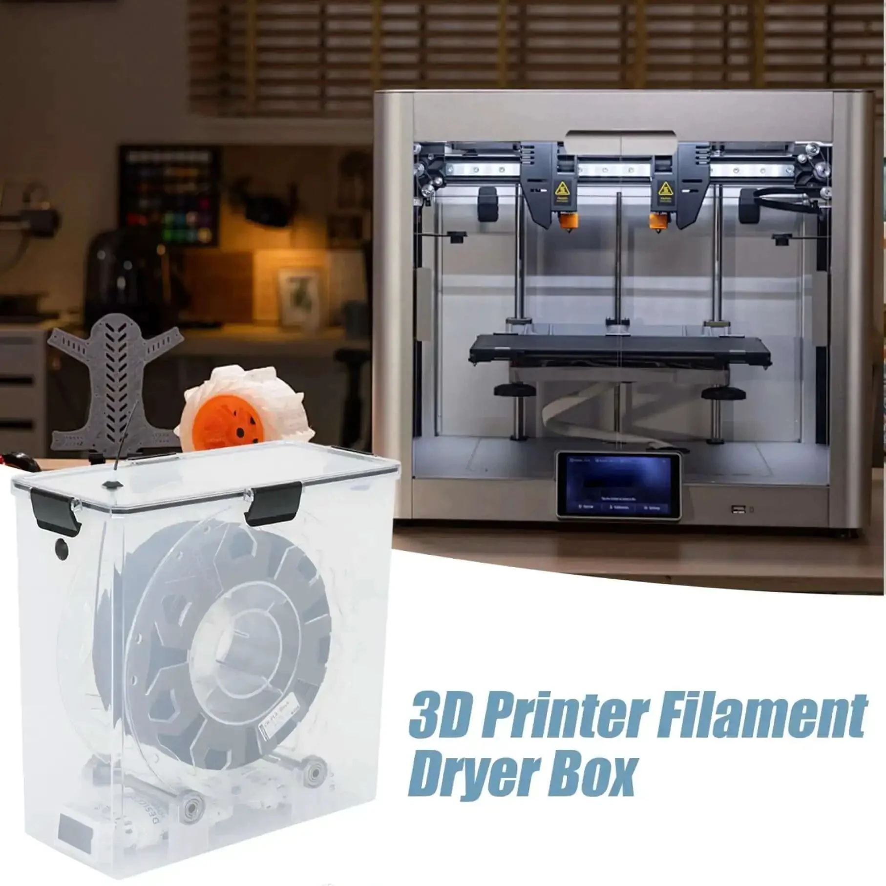 See Through Filament Dryer Box For 3D Printer With Air Tight Seal No Nonsense Moisture Proof And Dustproof Storage Clear Lid For Easy Filament Level Check Portable Lightweight Dryer Box For Safe Drying And Organized Filament Supply - Image 2