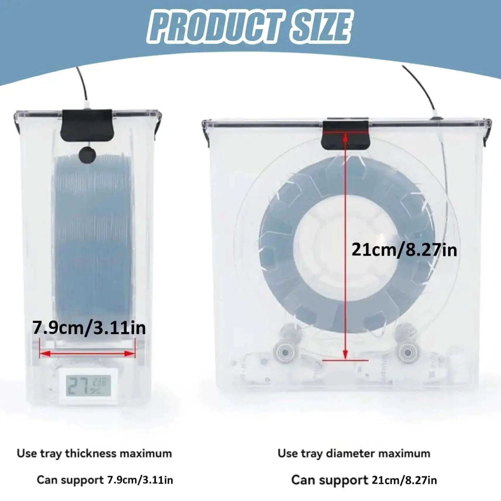 See Through Filament Dryer Box For 3D Printer With Air Tight Seal No Nonsense Moisture Proof And Dustproof Storage Clear Lid For Easy Filament Level Check Portable Lightweight Dryer Box For Safe Drying And Organized Filament Supply - Image 3