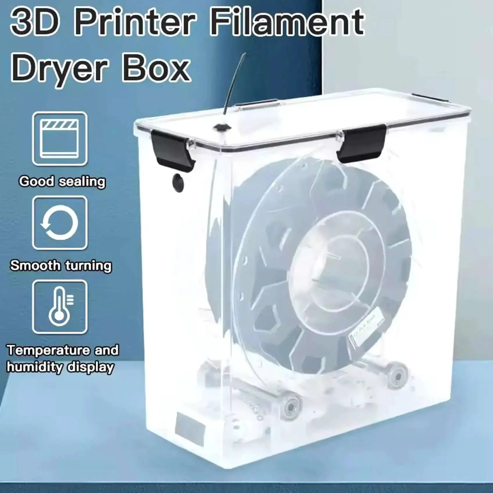See Through Filament Dryer Box For 3D Printer With Air Tight Seal No Nonsense Moisture Proof And Dustproof Storage Clear Lid For Easy Filament Level Check Portable Lightweight Dryer Box For Safe Drying And Organized Filament Supply - Image 6