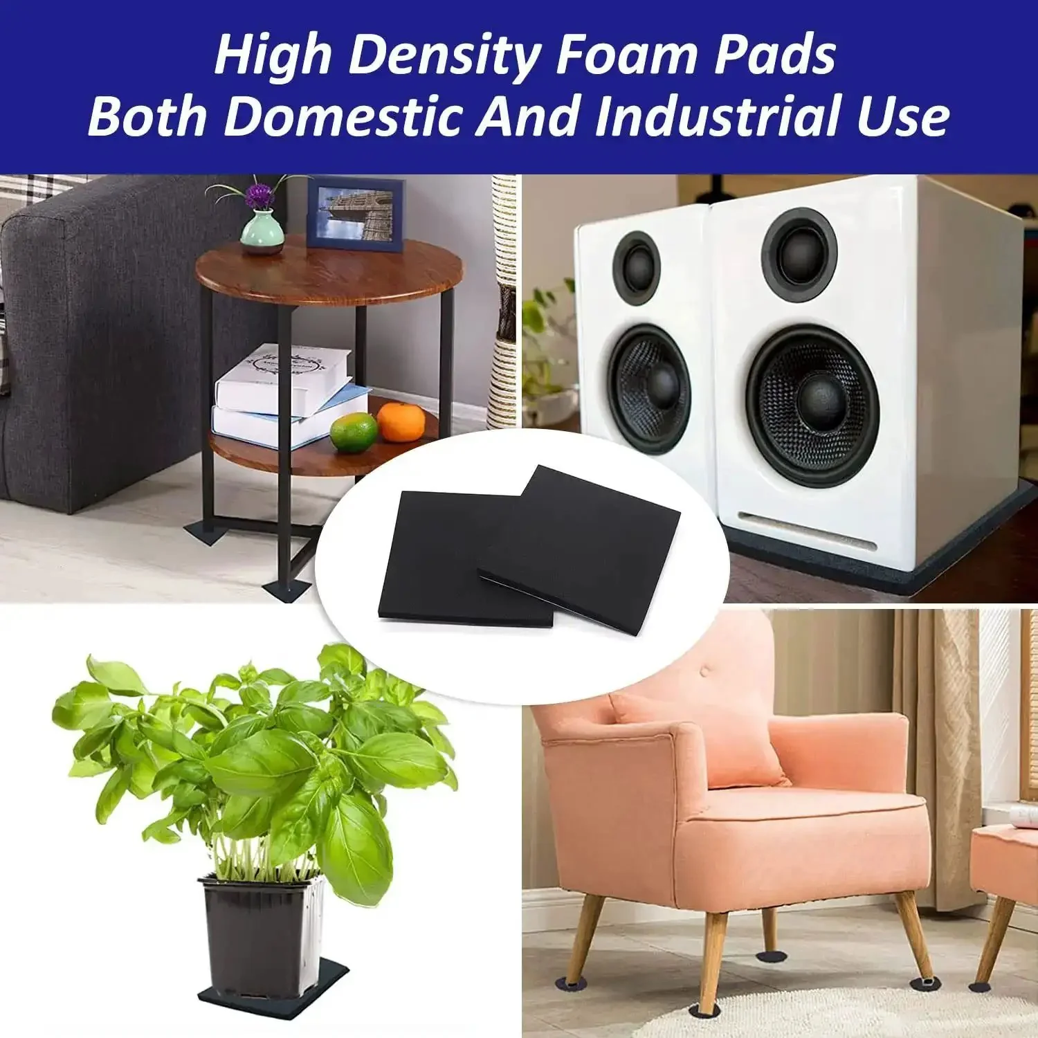 Self Adhering Neoprene Foam Padding Sheets With Strong Adhesive Backing One Quarter Inch Thick Four Inch By Four Inch Square Pads Eight Pieces Closed Cell Insulation Foam For Stays Put Cushions, Crafting Projects, And Gear Padding - Image 2