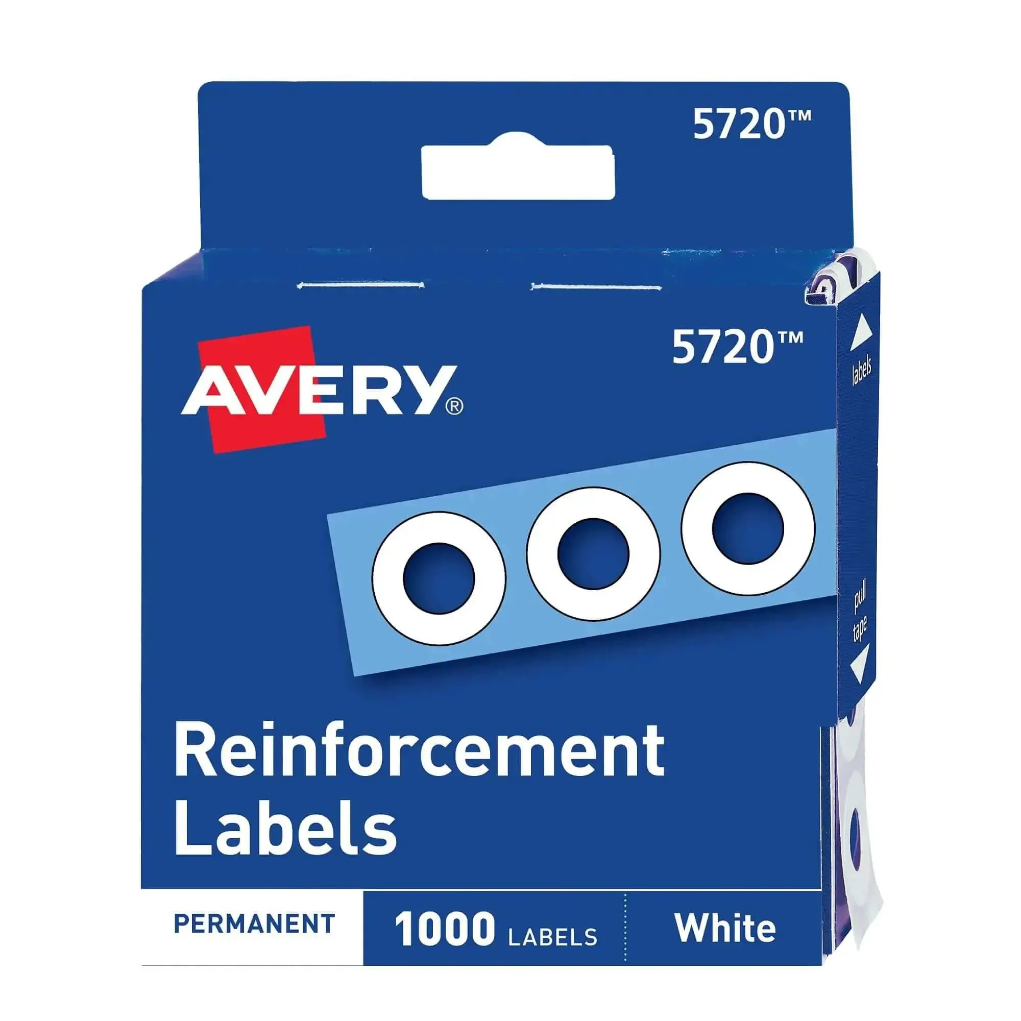 Self Adhesive Hole Reinforcement Stickers For One Quarter Inch Punches White Non Printable Reinforcement Labels For Three Hole Pages Durable Vinyl Pack Of One Thousand