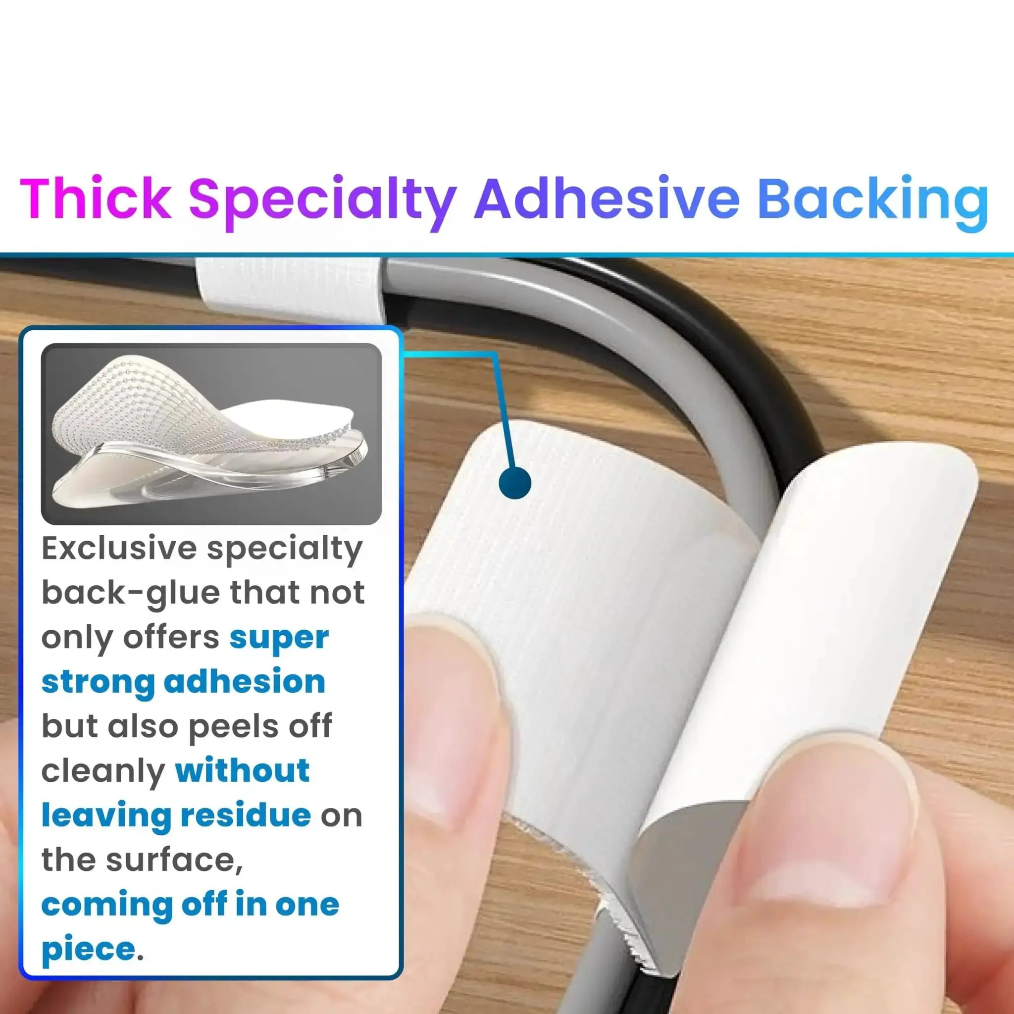 Self Adhesive Hook And Loop Cable Ties For Easy Cable Management, Sticky Back Cord Organizer And Clip, No Tools Needed, Get Your Cords Neat At Home And Office, 40 Pack - Image 4