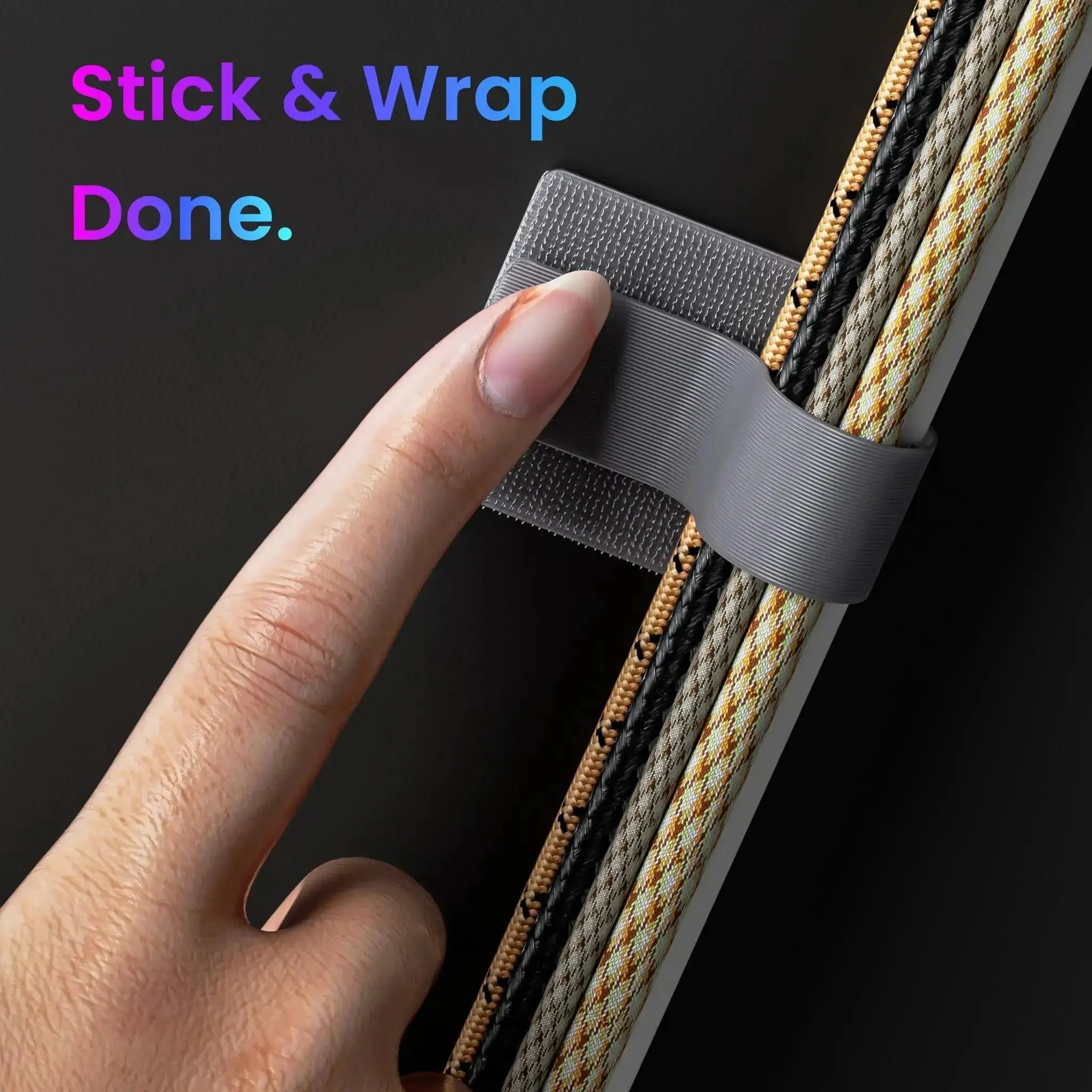 Self Adhesive Hook And Loop Cable Ties For Easy Cable Management, Sticky Back Cord Organizer And Clip, No Tools Needed, Get Your Cords Neat At Home And Office, 40 Pack - Image 6