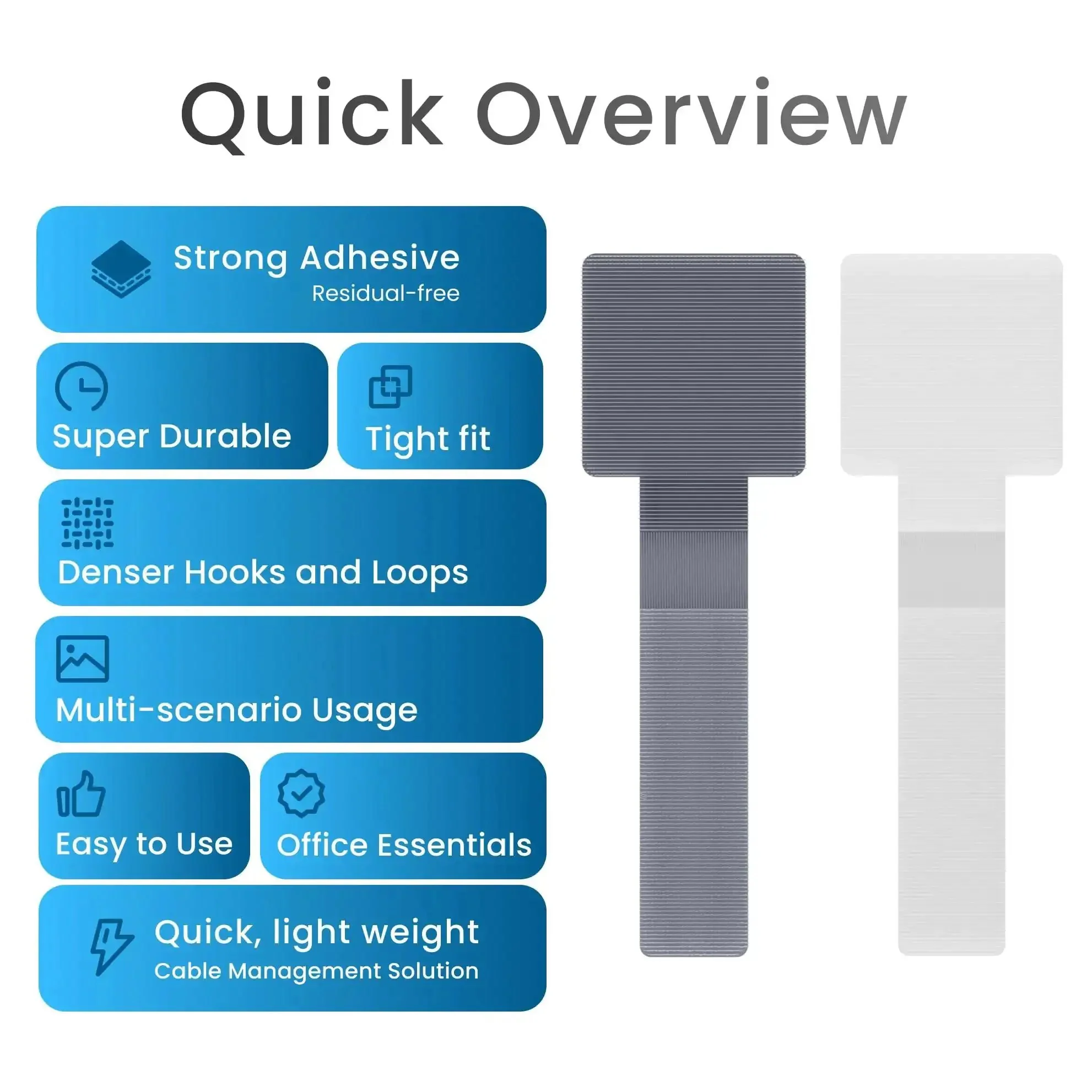 Self Adhesive Hook And Loop Cable Ties For Easy Cable Management, Sticky Back Cord Organizer And Clip, No Tools Needed, Get Your Cords Neat At Home And Office, 40 Pack - Image 8
