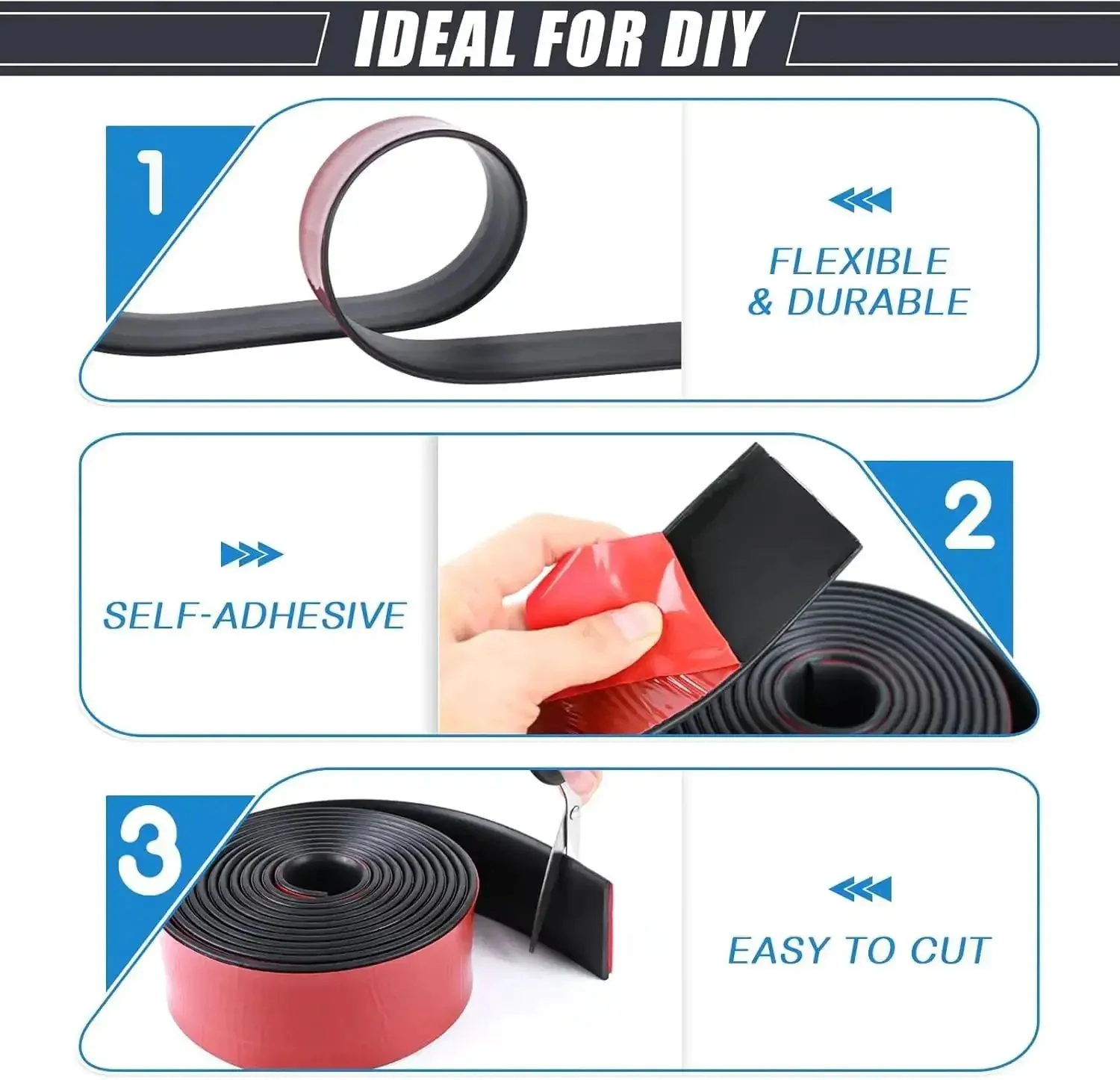 Self Adhesive Rubber Strips With Adhesive Backing For Gaskets And Matting Durable Rubber Pads Sticky Back Seal Flexible Rolls And Sheets 1 Inch Wide 1 Eighth Inch Thick 10 Feet Long - Image 5