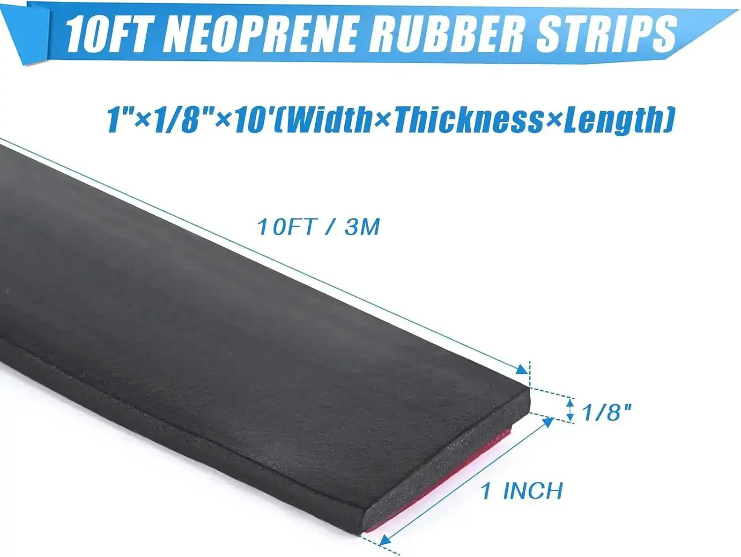 Self Adhesive Rubber Strips With Adhesive Backing For Gaskets And Matting Durable Rubber Pads Sticky Back Seal Flexible Rolls And Sheets 1 Inch Wide 1 Eighth Inch Thick 10 Feet Long - Image 6