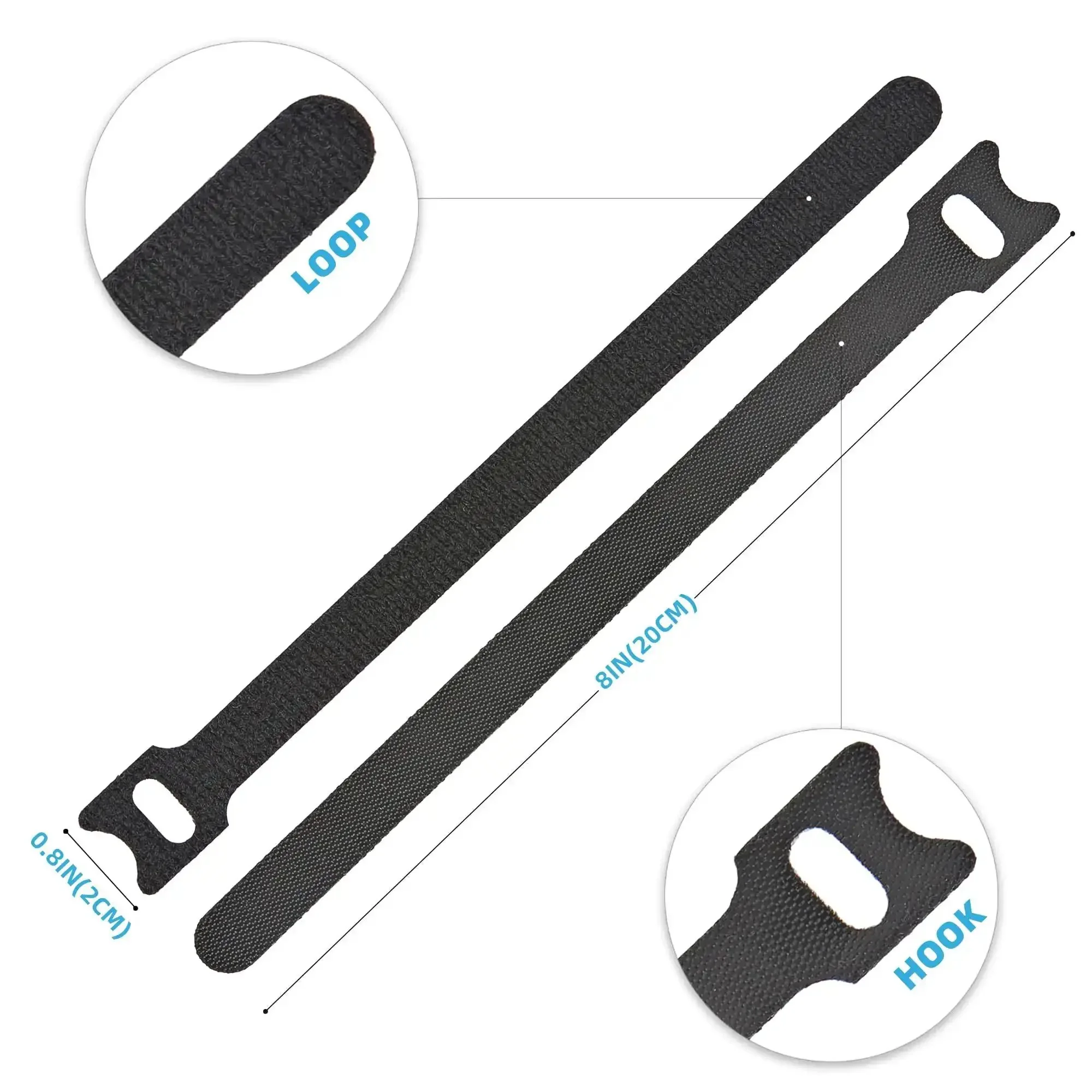Self Fastening Reusable Cable Ties With Hook And Loop 8 Inch Adjustable Cable Management Straps For Keeping Home Office Cables Neat In Data Centers Multicolored Set Of 100 Durable Nylon Ties - Image 6
