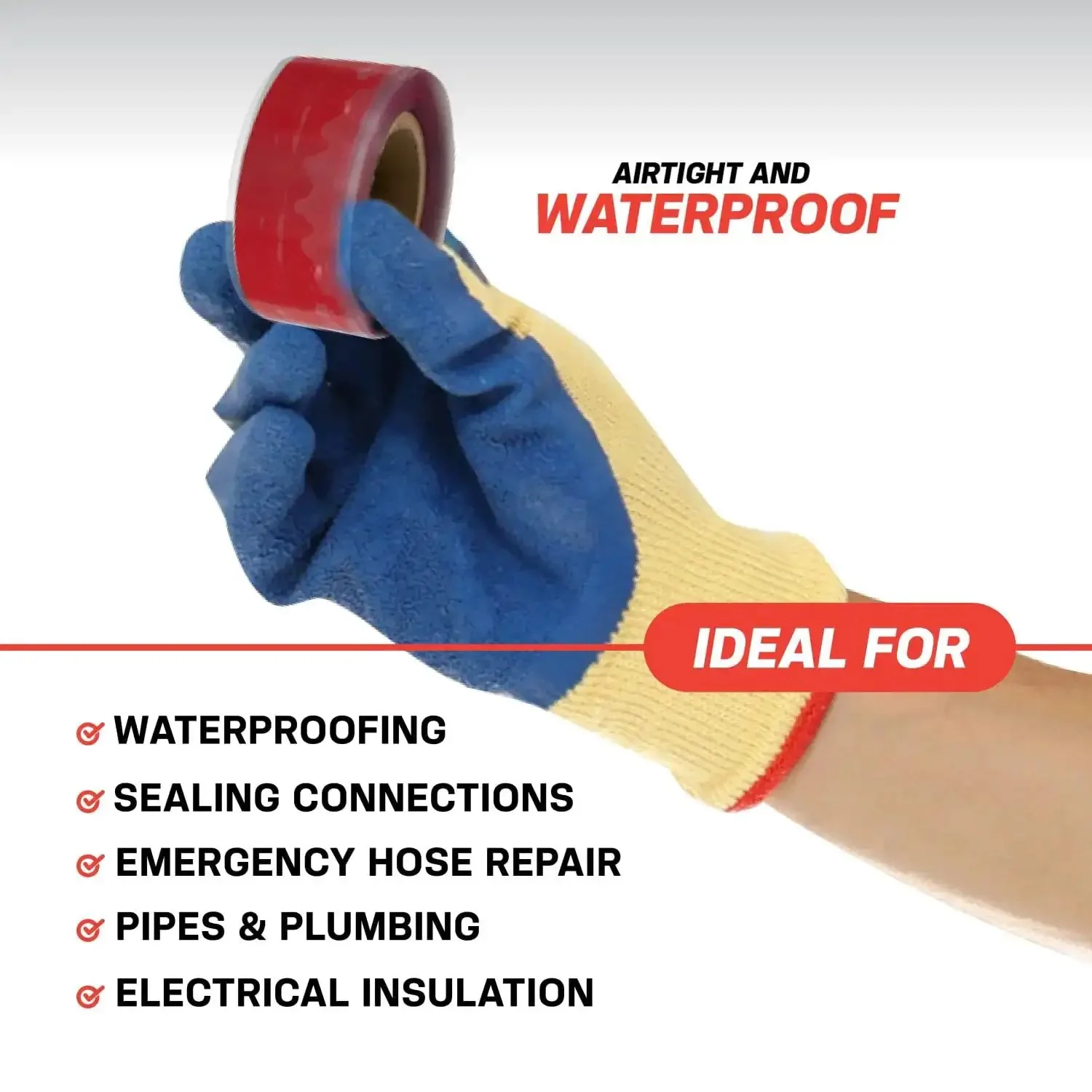 Self-Fusing Silicone Rescue Tape For Emergency Plumbing And Radiator Hose Repair, Waterproof And Heat Resistant, 950 PSI, Go-To 1 Inch Wide By 36 Feet Long By 0.02 Inch Thick, Electrical Insulation, Black - Image 7