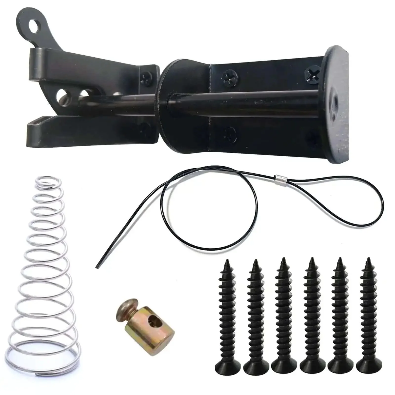 Self Locking Gate Latch For Outdoor Fences In Black Steel With Automatic Gravity Lever Lock Included Fasteners Spring And Cable Pull String Built Tough For Wooden And Metal Gates No Fuss Install Weatherproof Security - Image 9
