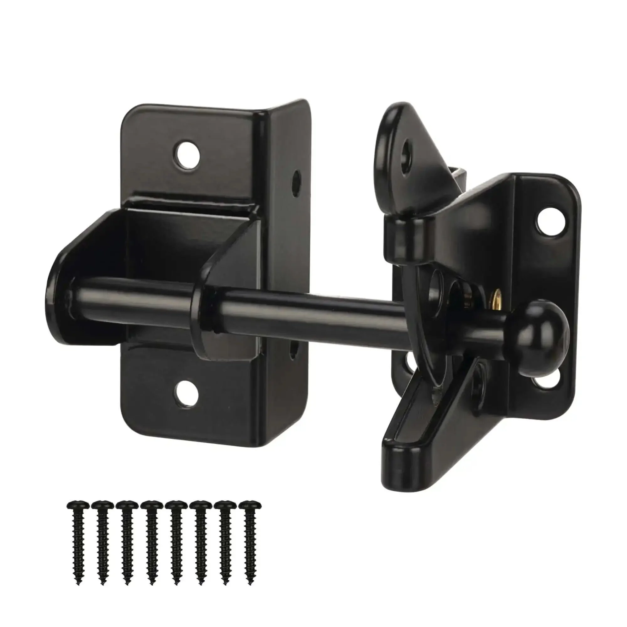 Self Locking Gravity Gate Latch For Wood Fences And Metal Gates Built Tough Heavy Duty Privacy Door Latch For Wood Vinyl And Pool Gates Black Powder Coat Finish Zinc Plated Gate Hardware That Locks Tight