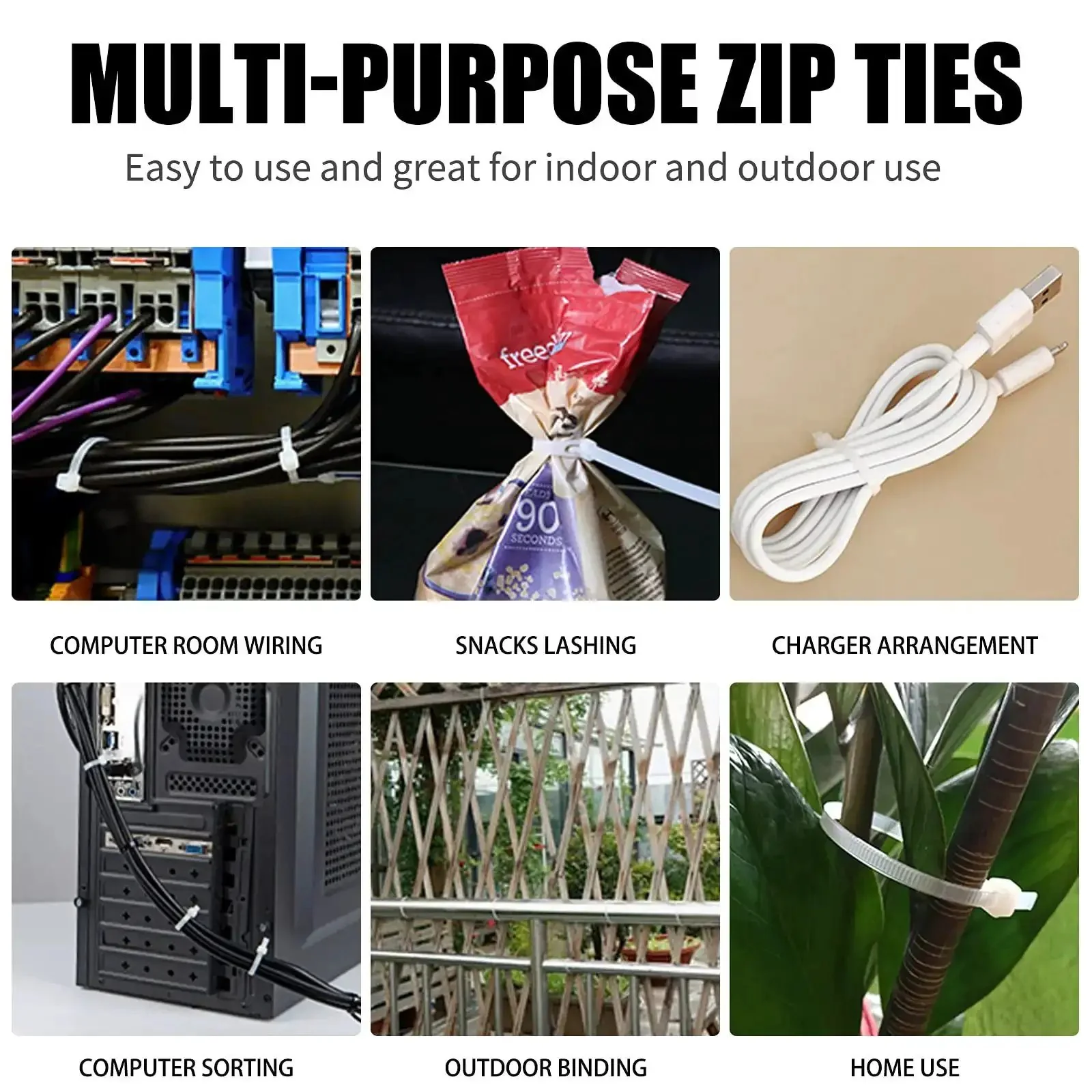 Self Locking Nylon Cable Ties Set With 600 Pieces In 4 6 8 10 12 Inch Assorted Sizes Grab And Go Ready For Heavy Duty Multi Purpose Wire Management For Home Garden Office Travel And Workshop - Image 5