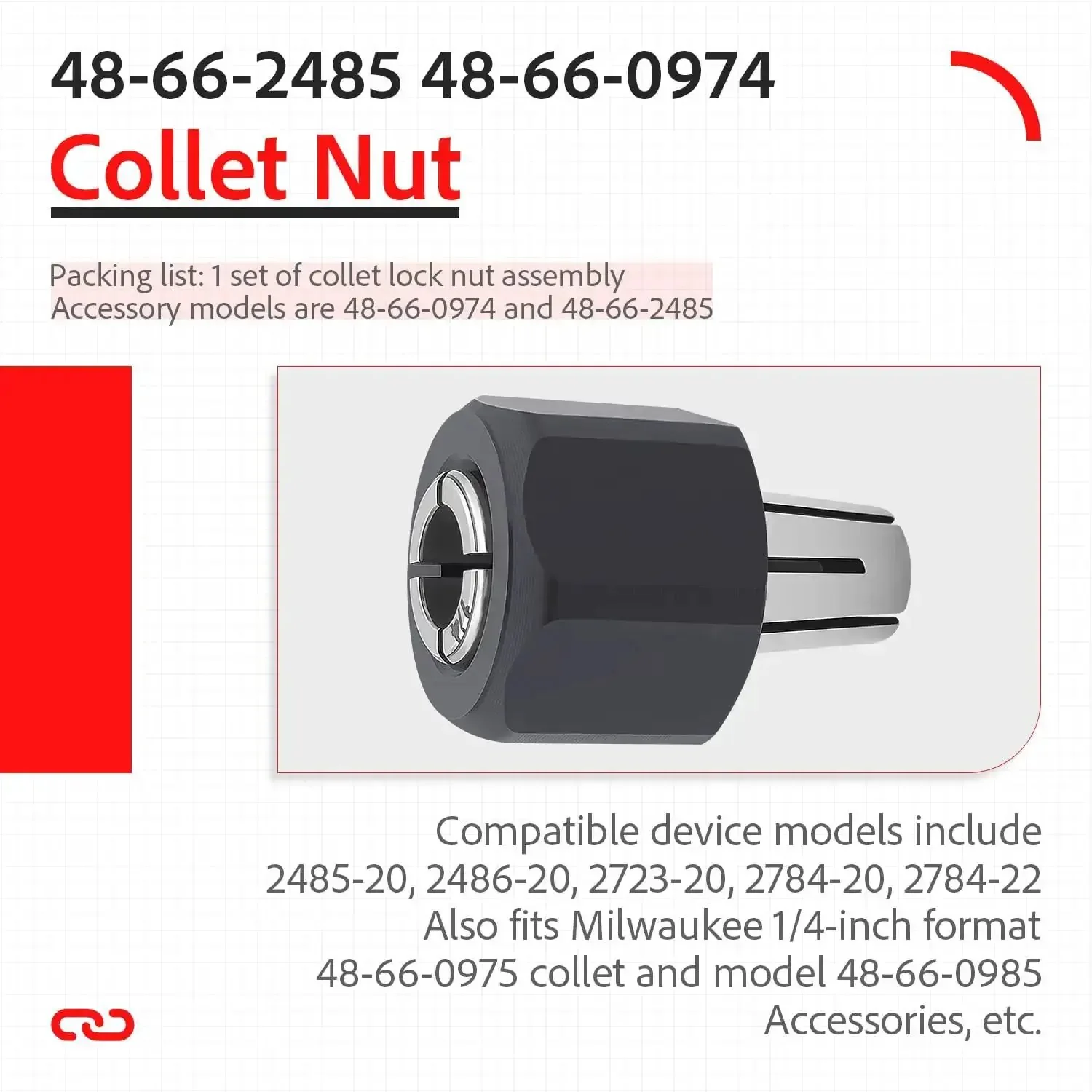 Self-Releasing Collet And Locking Nut Assembly For 1/4 Inch Routers, 6.35mm Fit, Easy Install, Built To Last, Includes Collet Nut And Lock Nut, Compatible With 14-46-0166 And 48-66 Series Collets And Nuts - Image 6