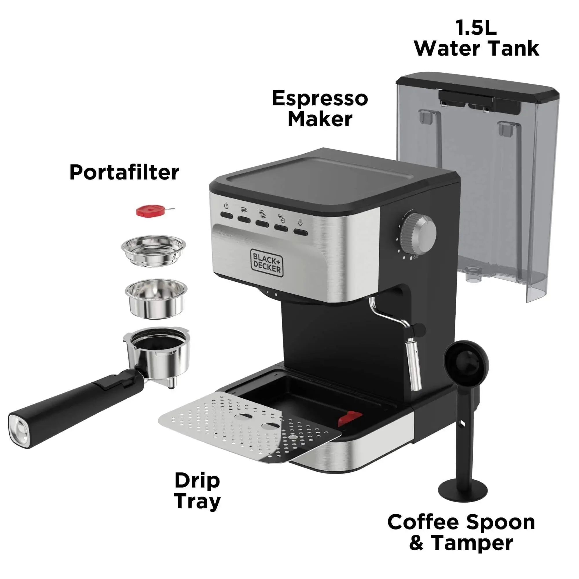 Semi-Automatic Espresso Machine With 15 Bar Pressure, Grounds Or ESE Pods Compatible, Built-In Milk Frother For Single Or Double Shots, Brew Barista-Grade Cappuccino And Latte At Home - Image 3