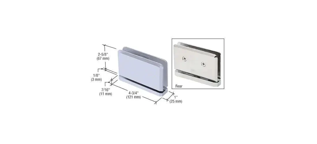 Senior Prima 01 Glass Hinge Top Or Bottom Mount Satin Chrome For One Half Inch Tempered Glass Frameless Showers And Cabinets Heavy Duty Easy Install Solid Durable Finish - Image 8