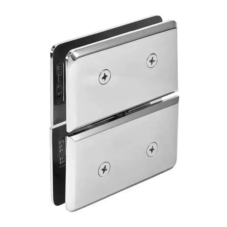 Senior Prima 02 Series Glass To Glass Mount Hinge In Polished Chrome Top And Bottom Mount Design For Maximum Glass Exposure Fits Half Inch Thick Glass Durable Glass Hardware For Framing - Image 3