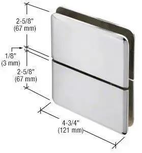 Senior Prima 02 Series Glass To Glass Mount Hinge In Polished Chrome Top And Bottom Mount Design For Maximum Glass Exposure Fits Half Inch Thick Glass Durable Glass Hardware For Framing - Image 6