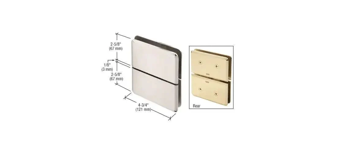 Senior Prima 02 Series Polished Nickel Top Notch Glass To Glass Mount Hinge For One Half Inch Monolithic Tempered Glass Compatible Top And Bottom Mount Design Premium Shower Door Hardware - Image 5