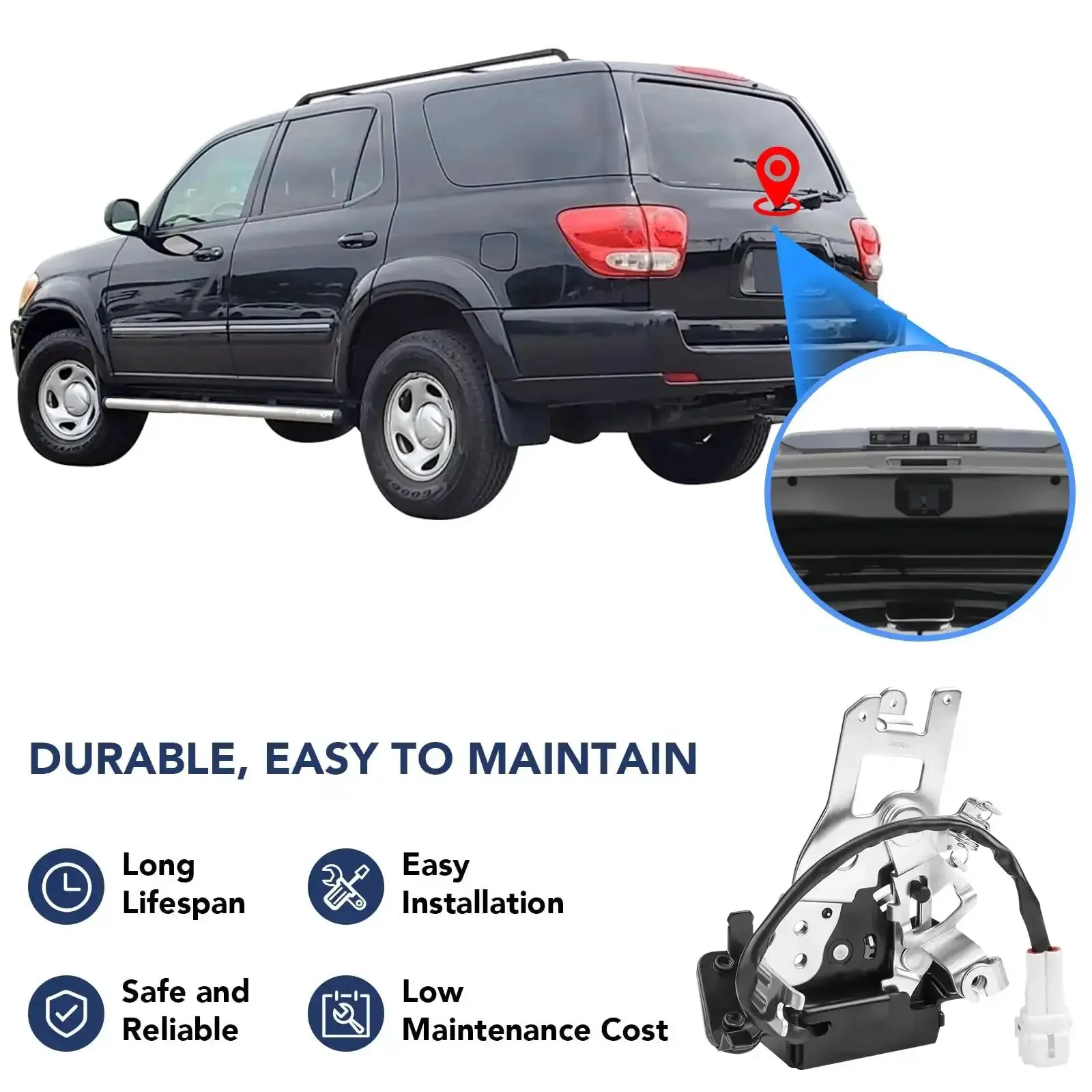 Sequoia Liftgate Lock Actuator And Trunk Latch Assembly With Cable For Toyota Sequoia 2001-2007 SR5 Limited 4.7L Easy Install Direct Fit Rear Hatch Lock Replacement 69301-0C010 646800C010 - Image 4