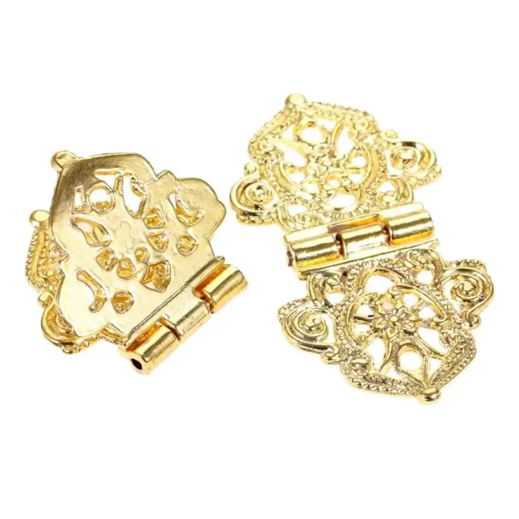 Set Of 10 Antique Lace Hinges With Screws For Doors Cabinets Drawers And Furniture Decorative Old School Hinges For Closets Cupboards And More Durable Metal Hardware - Image 2