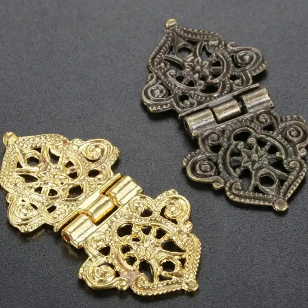 Set Of 10 Antique Lace Hinges With Screws For Doors Cabinets Drawers And Furniture Decorative Old School Hinges For Closets Cupboards And More Durable Metal Hardware - Image 6