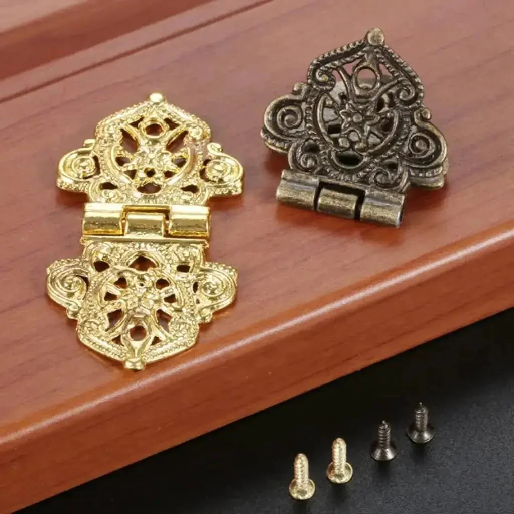 Set Of 10 Antique Lace Hinges With Screws For Doors Cabinets Drawers And Furniture Decorative Old School Hinges For Closets Cupboards And More Durable Metal Hardware - Image 8
