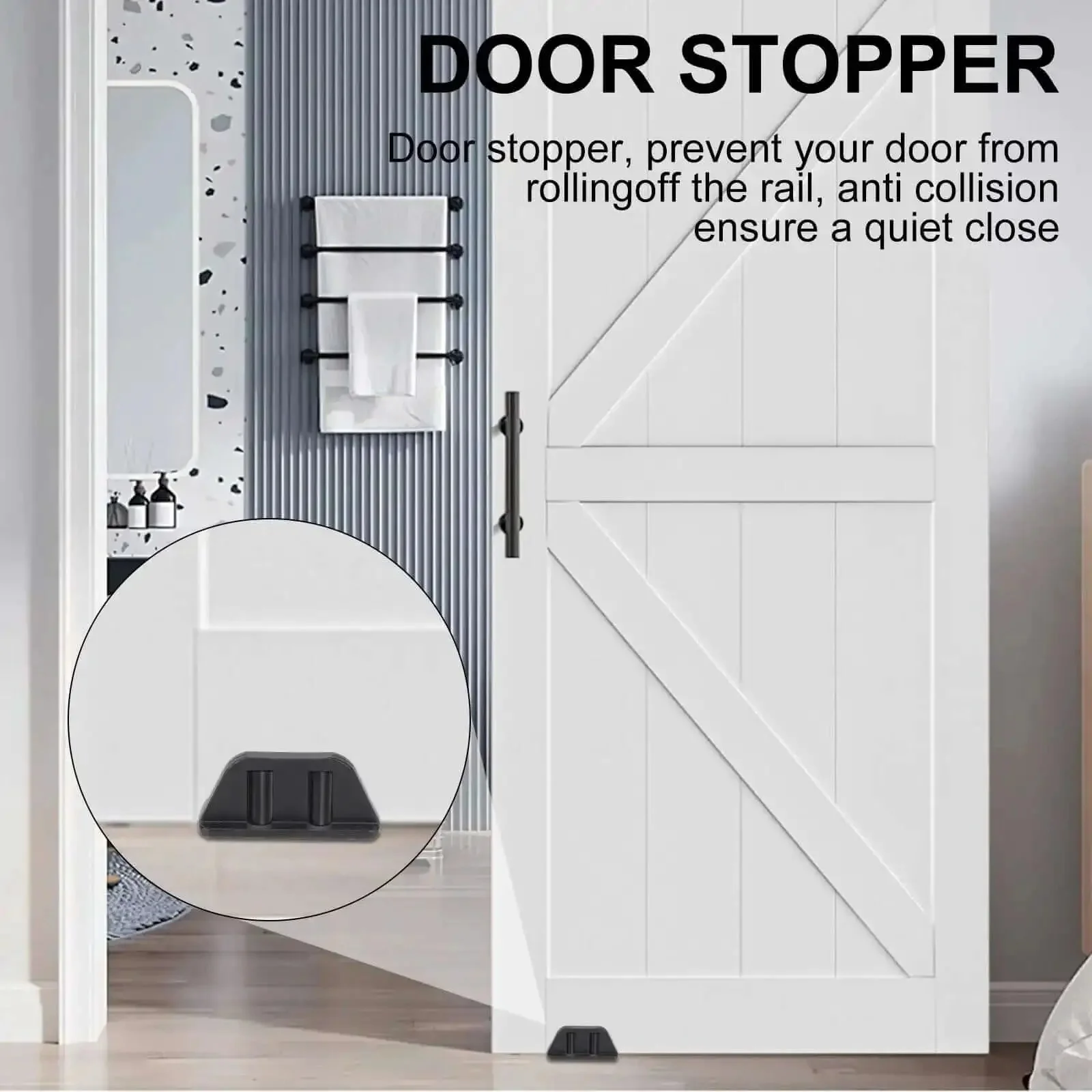 Set Of 2 Heavy Duty Sliding Barn Door Floor Guides With Bearing Design Stainless Steel Hardware 360 Degree Wheel Bearings Flush Flat Bottom Quiet Operation Durable Black Track Accessories For Smooth Home Install - Image 2