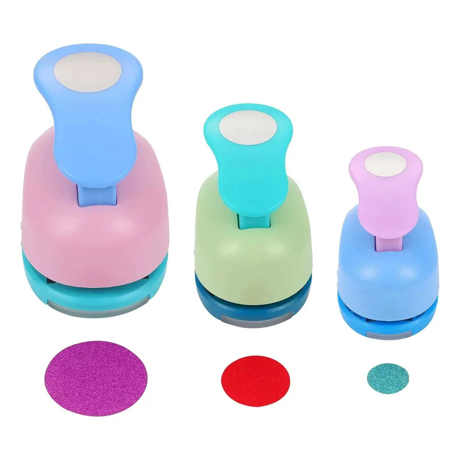 Set Of 3 Circle Punches 5 Eighths Inch 1 Inch And 1.5 Inch Round Punches For DIY Paper Crafts Handy Hand Press Hole Punch Tool EVA Punches With Durable ABS Shell
