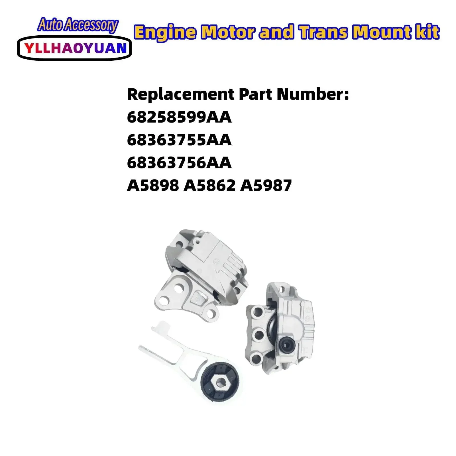Set of 3 Motor Mounts for Fiat 500X Jeep Renegade Compass and Ram ProMaster City 2.4L 2015 to 2020 Replaces 68363755AA 68278029AA 68258599AA Hydraulic Right Engine Mount Rear Torque Strut Mount and Left Transmission Mount to End Vibration - Image 4