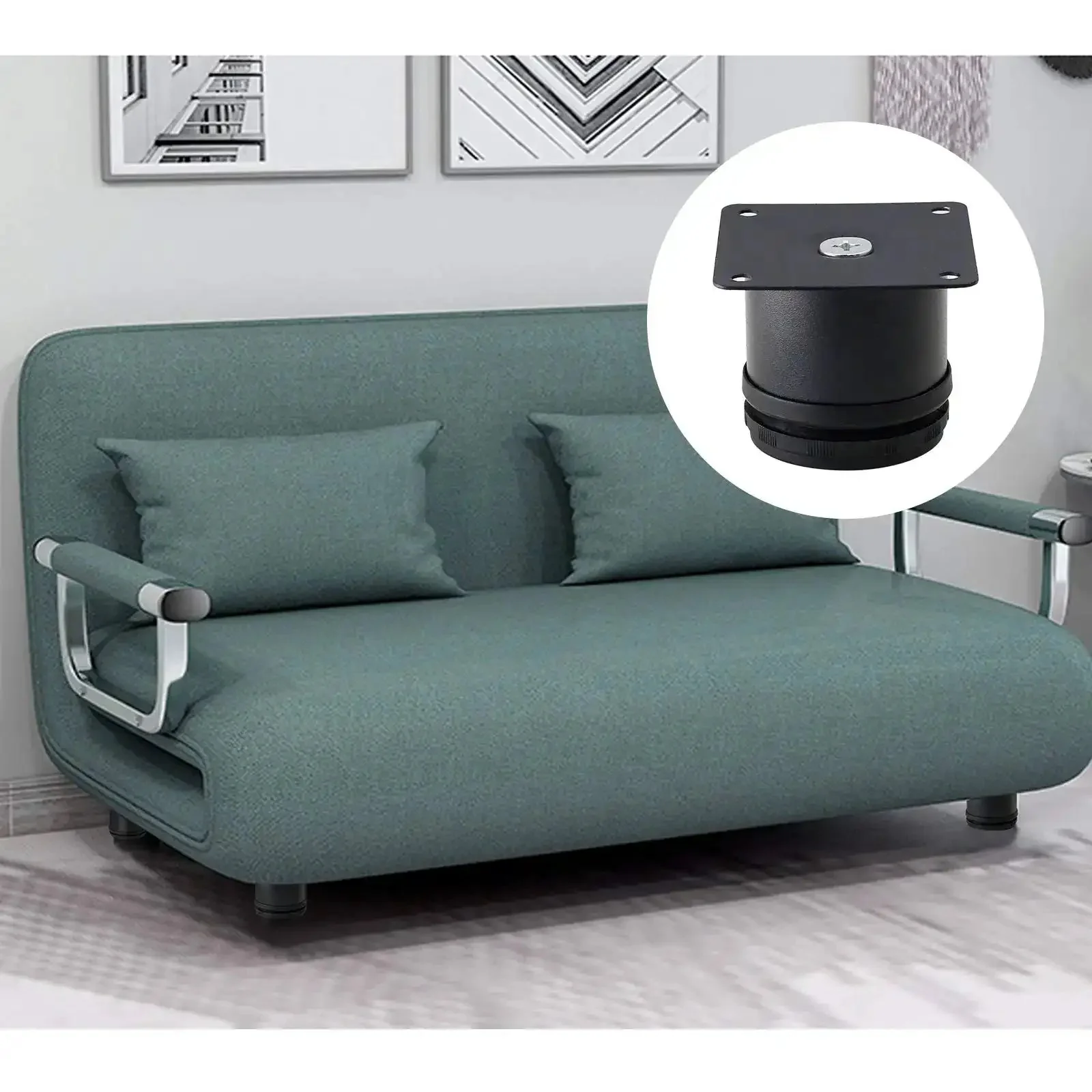 Set Of 4 Adjustable 2 Inch Stainless Steel Furniture Legs For Cabinets Sofas Tables And Shelves Round 2 Inch Diameter Feet Includes Mounting Plate And Screws Heavy Duty Durable Black Finish - Image 3