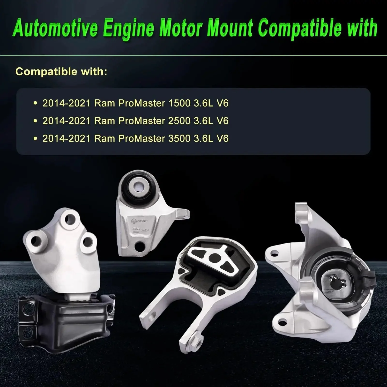 Set Of 4 Heavy Duty Engine Motor Mounts For 2014 2021 Ram ProMaster 1500 2500 3500 3.6L V6 Replacement Parts A5938 A20071 A5879 A20080 68185879AA 68157407AA 68157408AB 68264483AA - Image 7