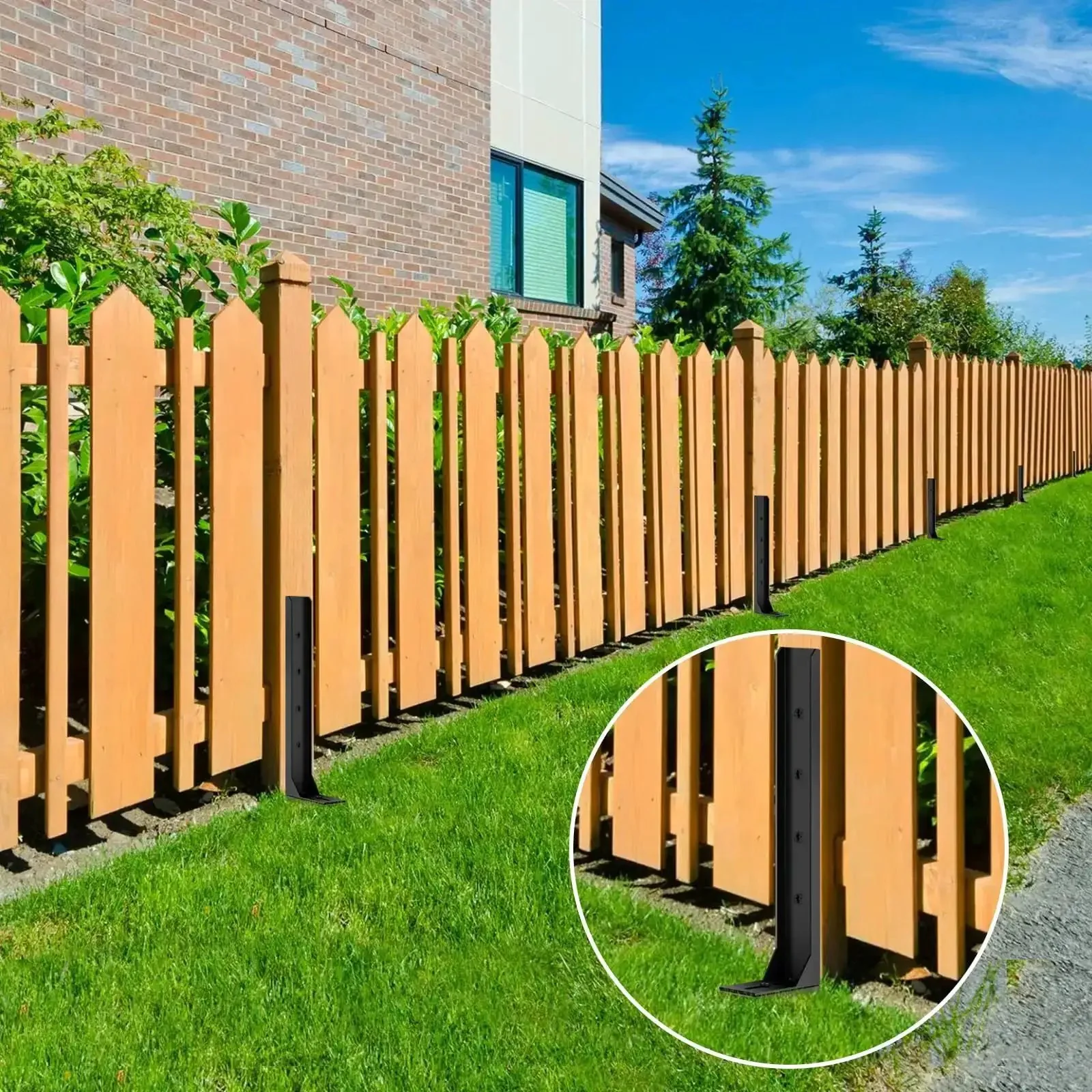 Set Of 4 Heavy Duty Fence Post Repair Anchors With Adjustable Width Ground Stakes For Repairing Tilted Or Damaged Wooden Posts, Steel Fence Post Anchors To Stabilize Your Fence And Do It Yourself Like A Pro - Image 3
