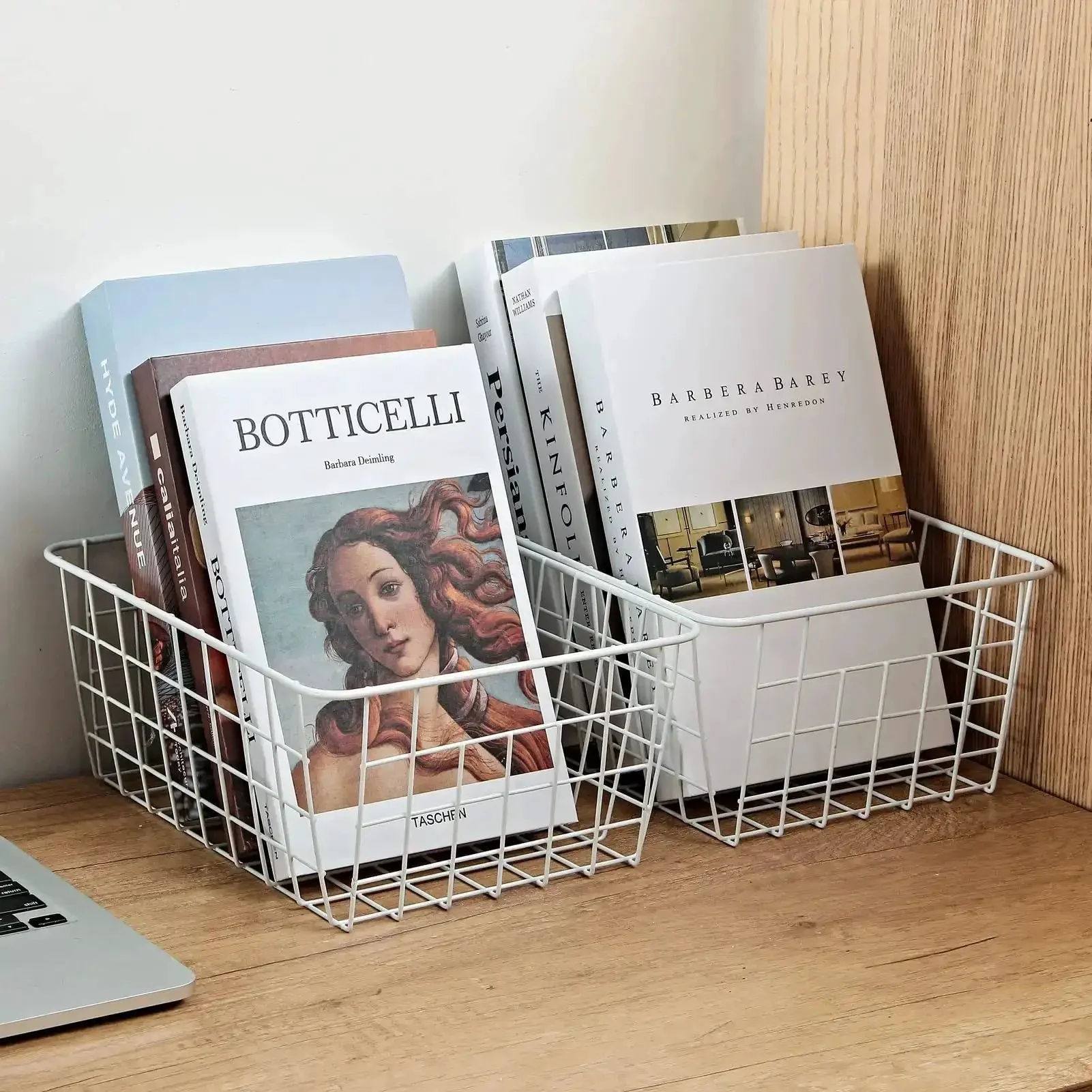 Set Of 4 White Wire Storage Baskets For Freezer, Pantry, And Bathroom Organization, 8.75 W X 11 L X 4.8 H Upright Small Steel Bins With Coated Finish For Easy Access And Neat Grab And Go Storage - Image 3