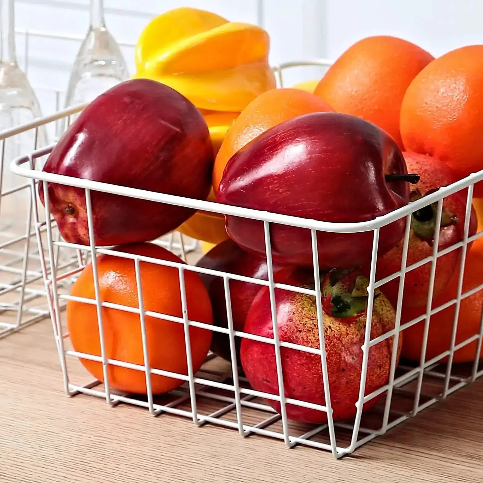 Set Of 4 White Wire Storage Baskets For Freezer, Pantry, And Bathroom Organization, 8.75 W X 11 L X 4.8 H Upright Small Steel Bins With Coated Finish For Easy Access And Neat Grab And Go Storage - Image 6