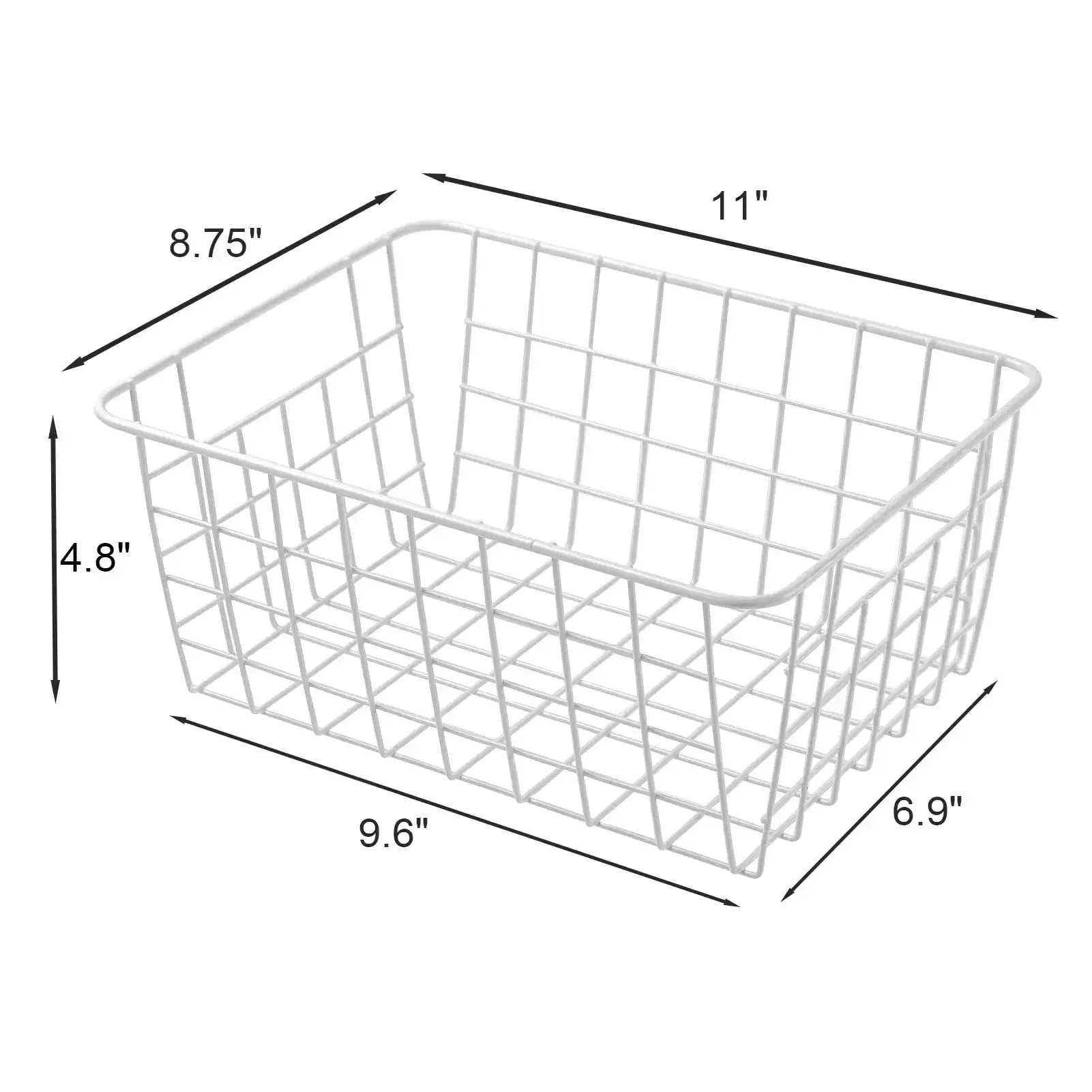 Set Of 4 White Wire Storage Baskets For Freezer, Pantry, And Bathroom Organization, 8.75 W X 11 L X 4.8 H Upright Small Steel Bins With Coated Finish For Easy Access And Neat Grab And Go Storage - Image 7
