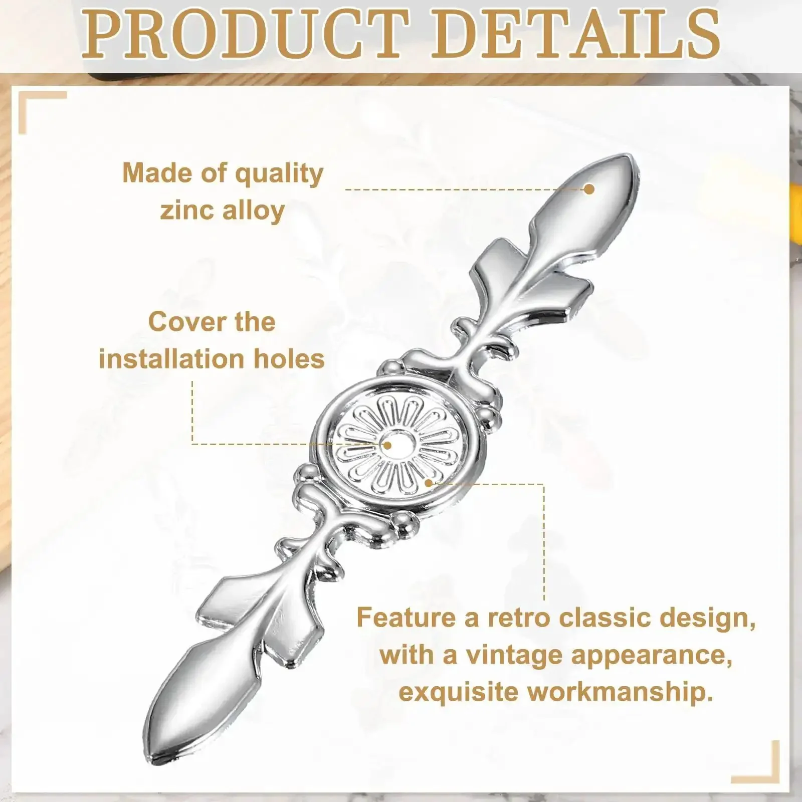 Set Of Four Zinc Alloy Cabinet Back Plates With 0.17 Inch Center Hole, Old School Retro Vibe Drawer Knob Backplates For Wardrobes Cupboards Closets And Dressers, Measures About 4.65 By 0.94 By 0.1 Inches, Silver - Image 5
