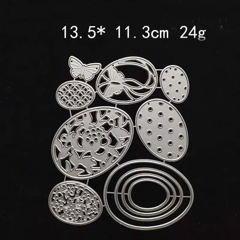 Seven Piece Easter Egg Die Cuts Set With Flower And Butterfly Frame Dies Stencils For DIY Embossing Card Making Scrapbooking And Paper Crafts Great For Gift Tags And Cards Includes Silver Finished Metal Dies For Reusable Stencils And Decorative Paper - Image 2