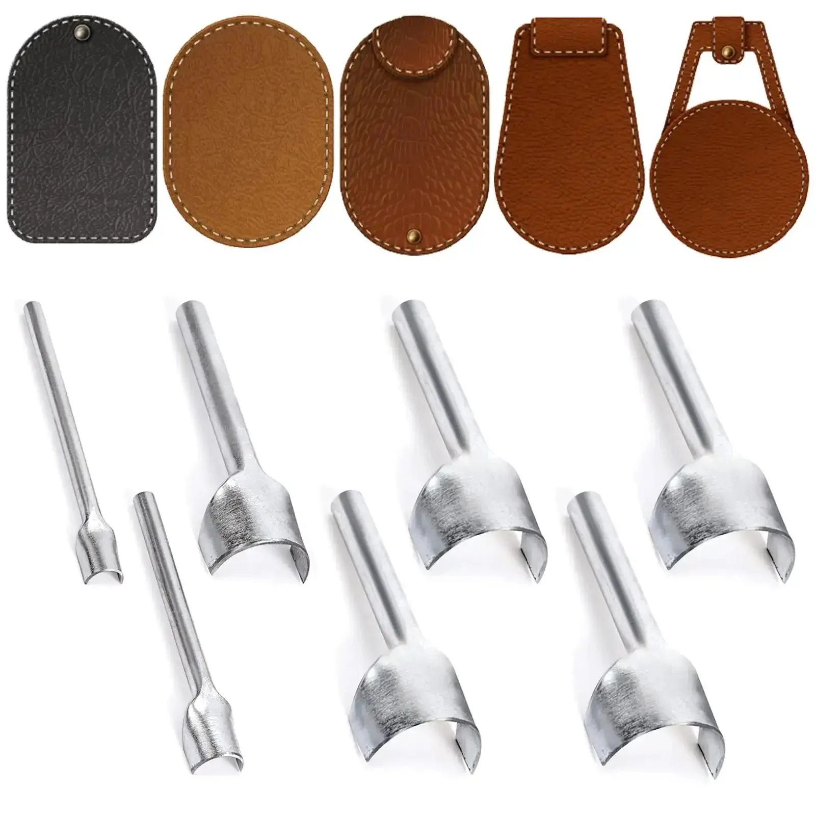 Seven Piece Leather Craft Tool Set Half Round Punches For Strap Belt Wallet Bag DIY Handwork Leatherworking Tools With Premium Steel And Sharp Edges 10 To 40 Millimeters - Image 3