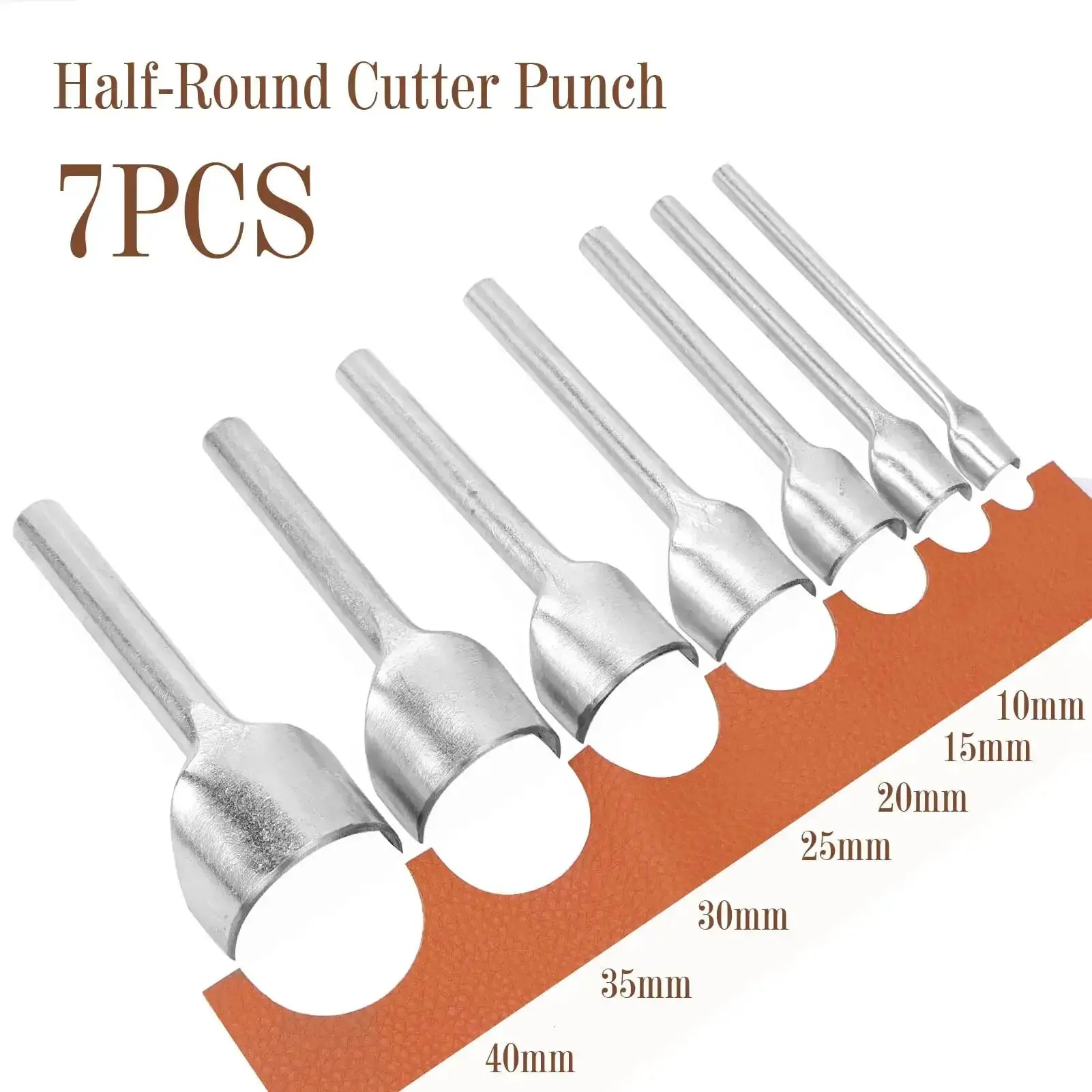 Seven Piece Leather Craft Tool Set Half Round Punches For Strap Belt Wallet Bag DIY Handwork Leatherworking Tools With Premium Steel And Sharp Edges 10 To 40 Millimeters - Image 6