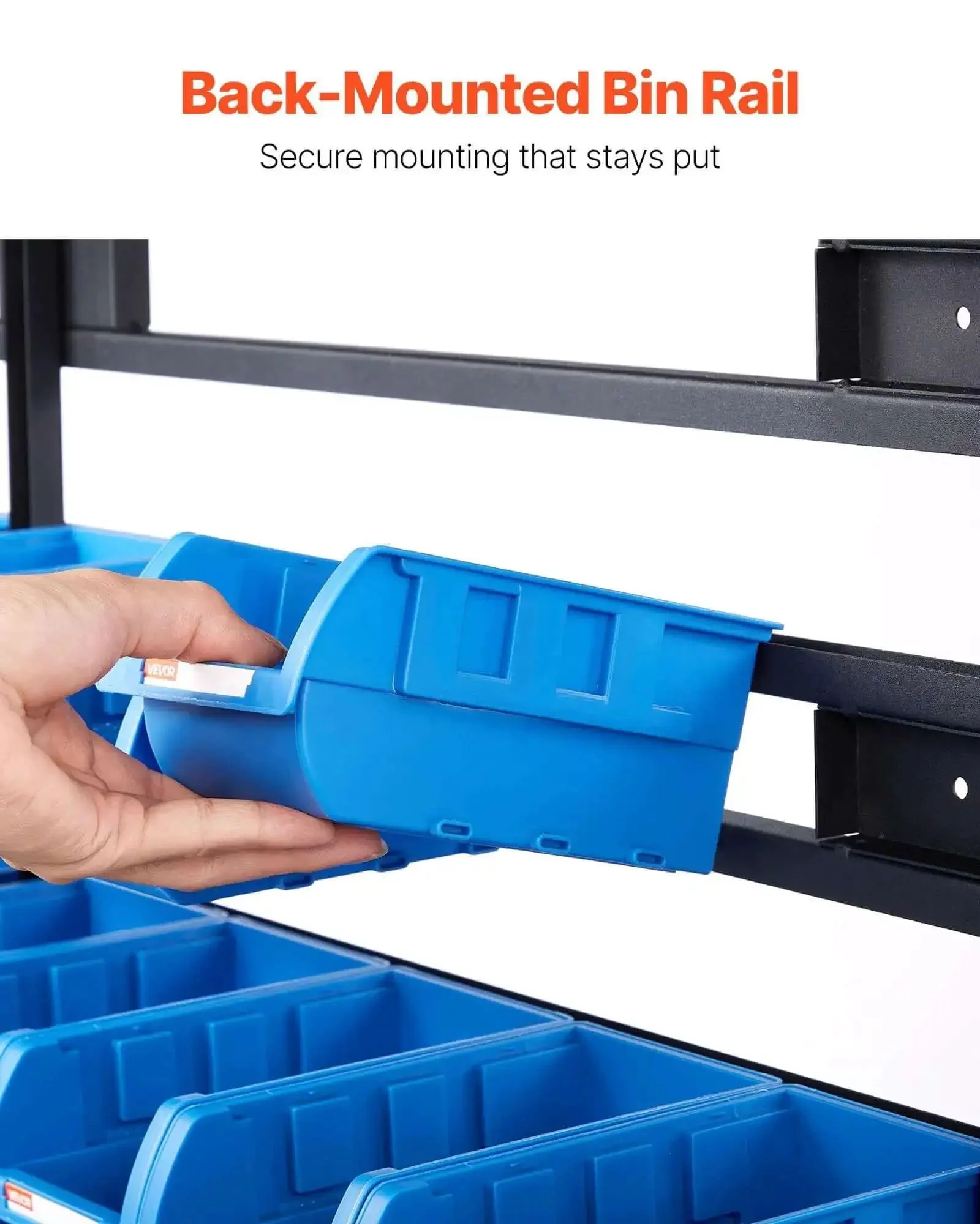 Seven Tier Double Sided Rolling Bin Storage Rack With Ninety Four Plastic Bins On Wheels Dual Sided Parts Organizer For Garage Workshop Warehouse Office Restaurant Classroom And Kitchen - Image 5