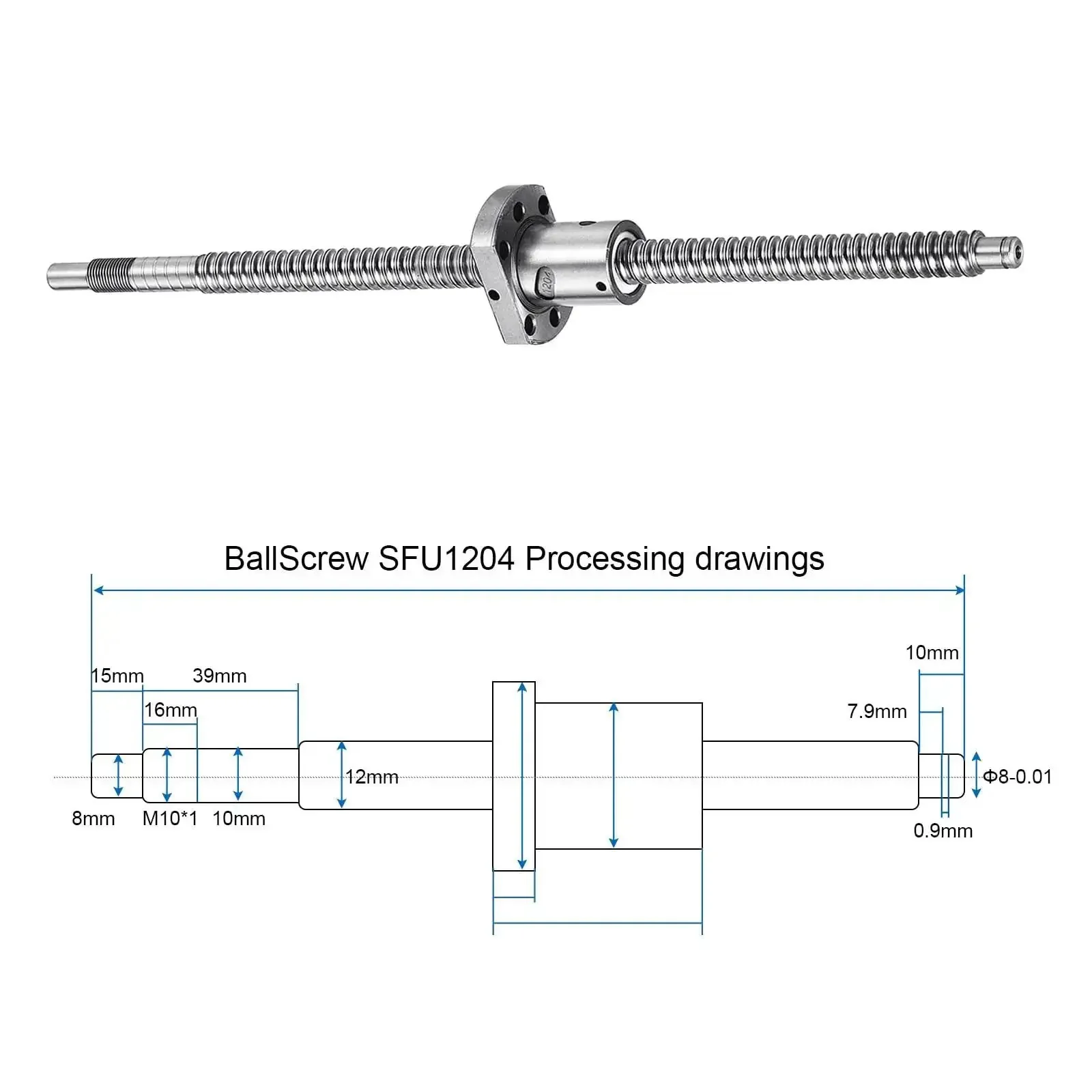 SFU1204 Ball Screw Kit 300Mm Long 12Mm Dia 4Mm Lead With Nut Anti Backlash Standard End Machining For BK BF12 CNC Machines Pro Grade Beefed Up Precision For Smooth Linear Motion - Image 5