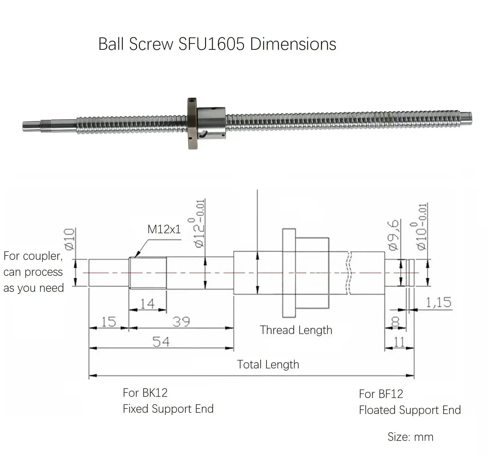 SFU1605 Ball Screw With Anti Backlash Nut For CNC Linear Motion, 400mm (15.75 In) Length, 16mm Diameter, 5mm Lead, Standard End Machining, Ready For BK12 BF12 Applications, Built For Real Deal CNC Projects - Image 5