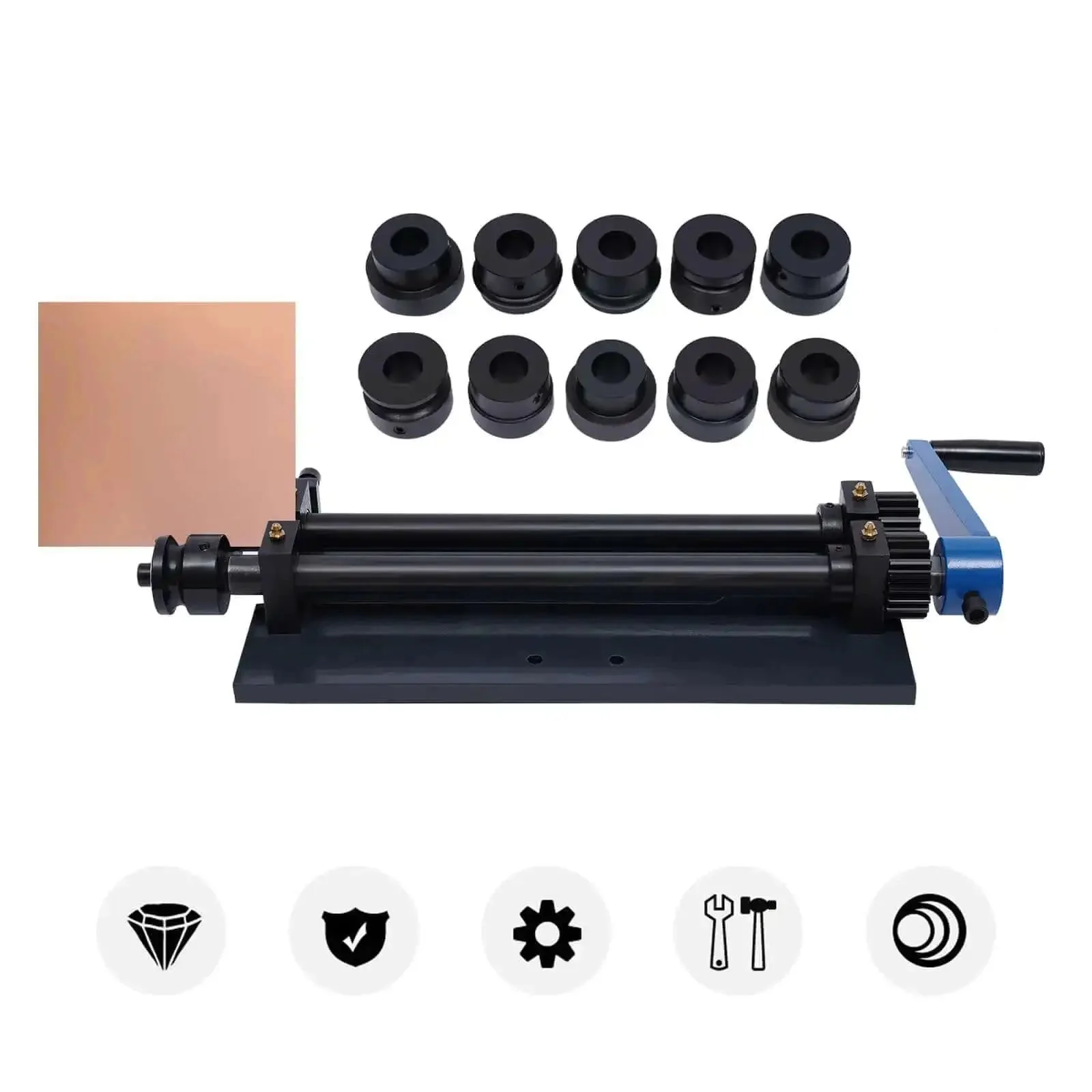 Sheet Metal Bead Roller Machine 12 Inch Manual Bead Roller With Gear Drive Bench Mount Includes 6 Die Sets For Vehicle Floor Pans Trunk Pans Firewalls And Sheet Metal Fabrication 1/16 1/8 1/4 3/8 1/2 Dies - Image 5
