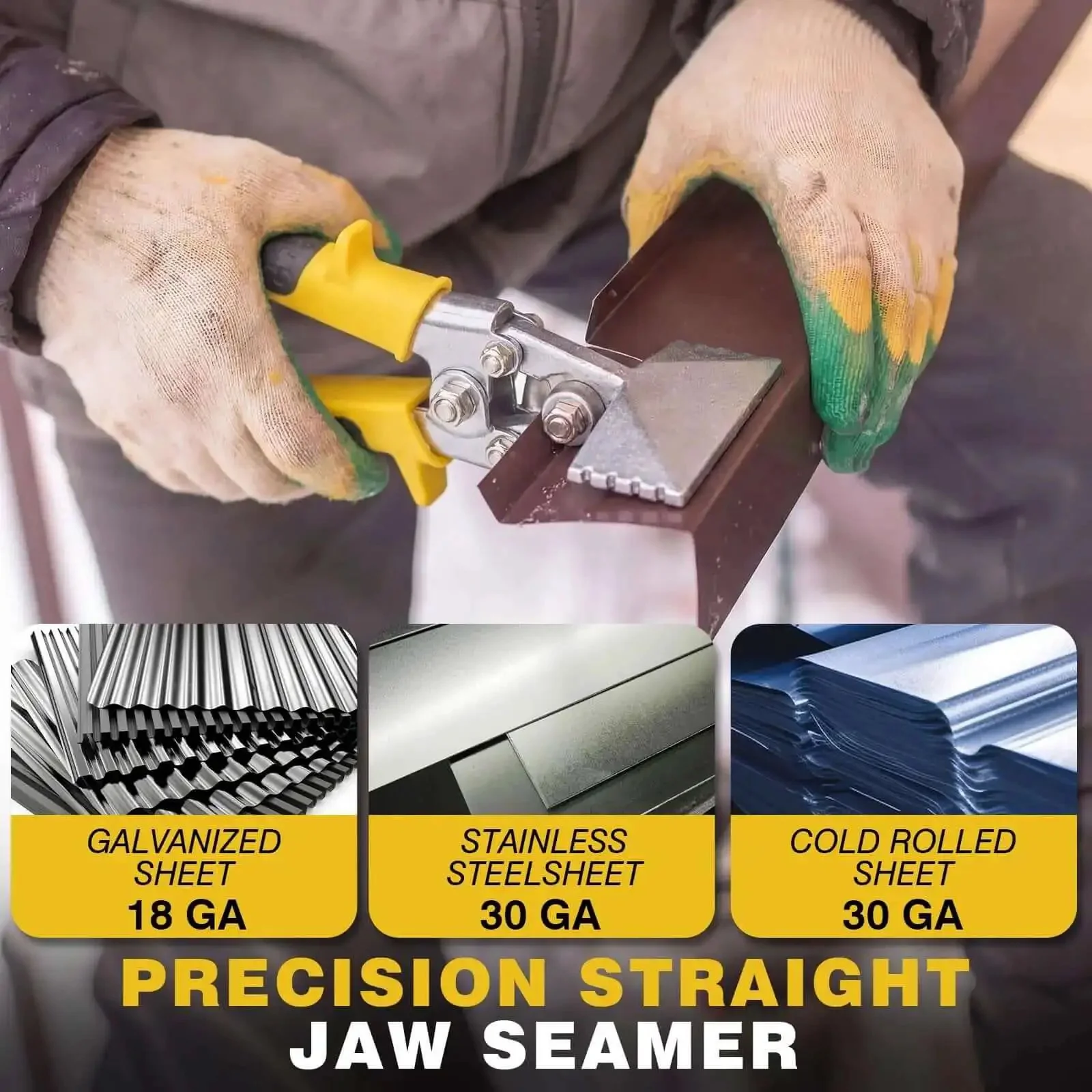 Sheet Metal Bender And Crimper Kit For Pros And DIYers 3 Blade Pipe Crimper 3 Inch And 6 Inch Straight Jaw Benders Ergonomic Handle Duct Crimping Tools For Flattening Seaming And Bending Pliers - Image 3