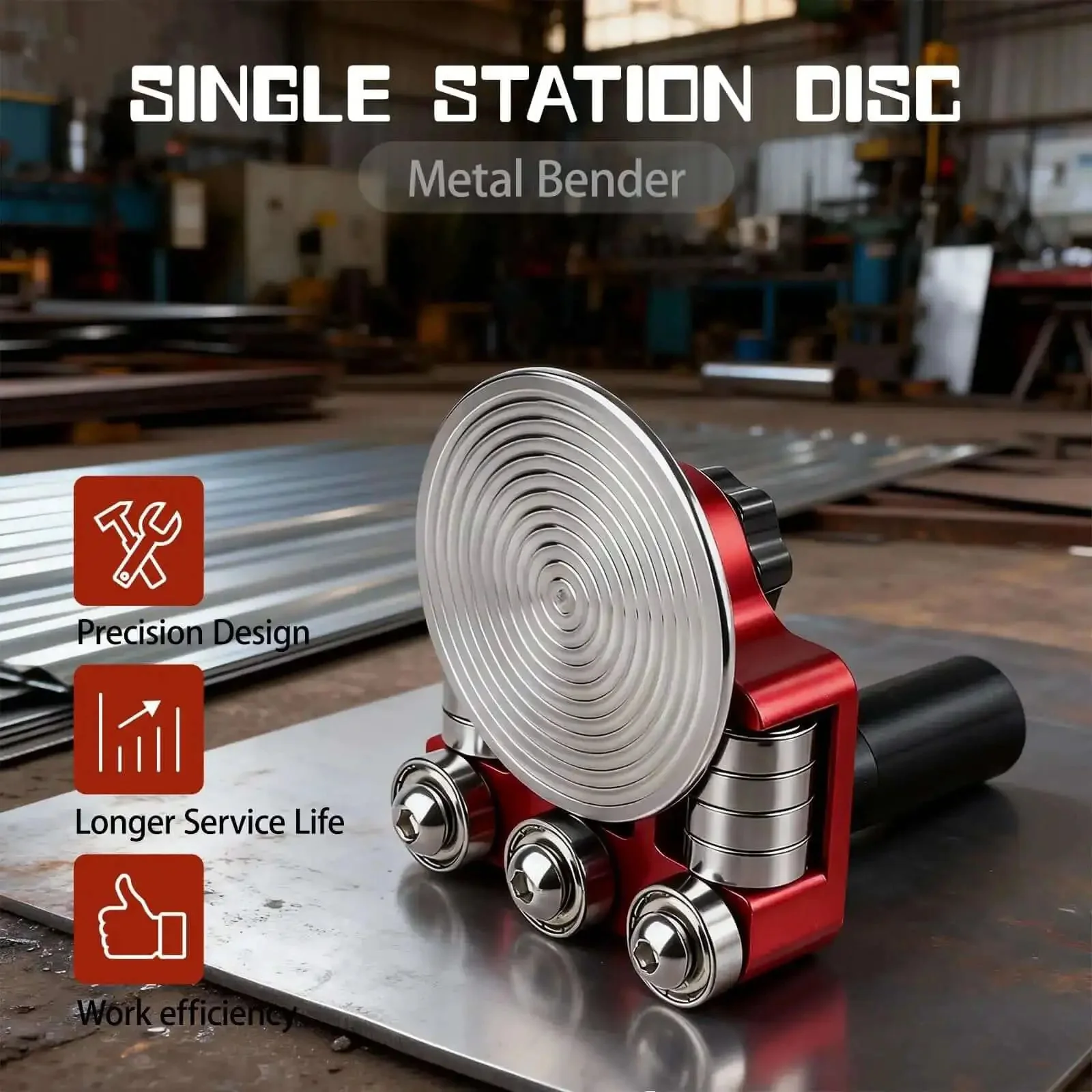 Sheet Metal Bender Hand Held Bending Tool For Steel Aluminum Copper Compact Metal Folding Machine For HVAC Roofing And DIY Removable Center Disc For Continuous Bends And Easy Transport - Image 4